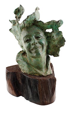 "Sea Wind, " Bronze Portrait Sculpture signed by Judye Frankowiak