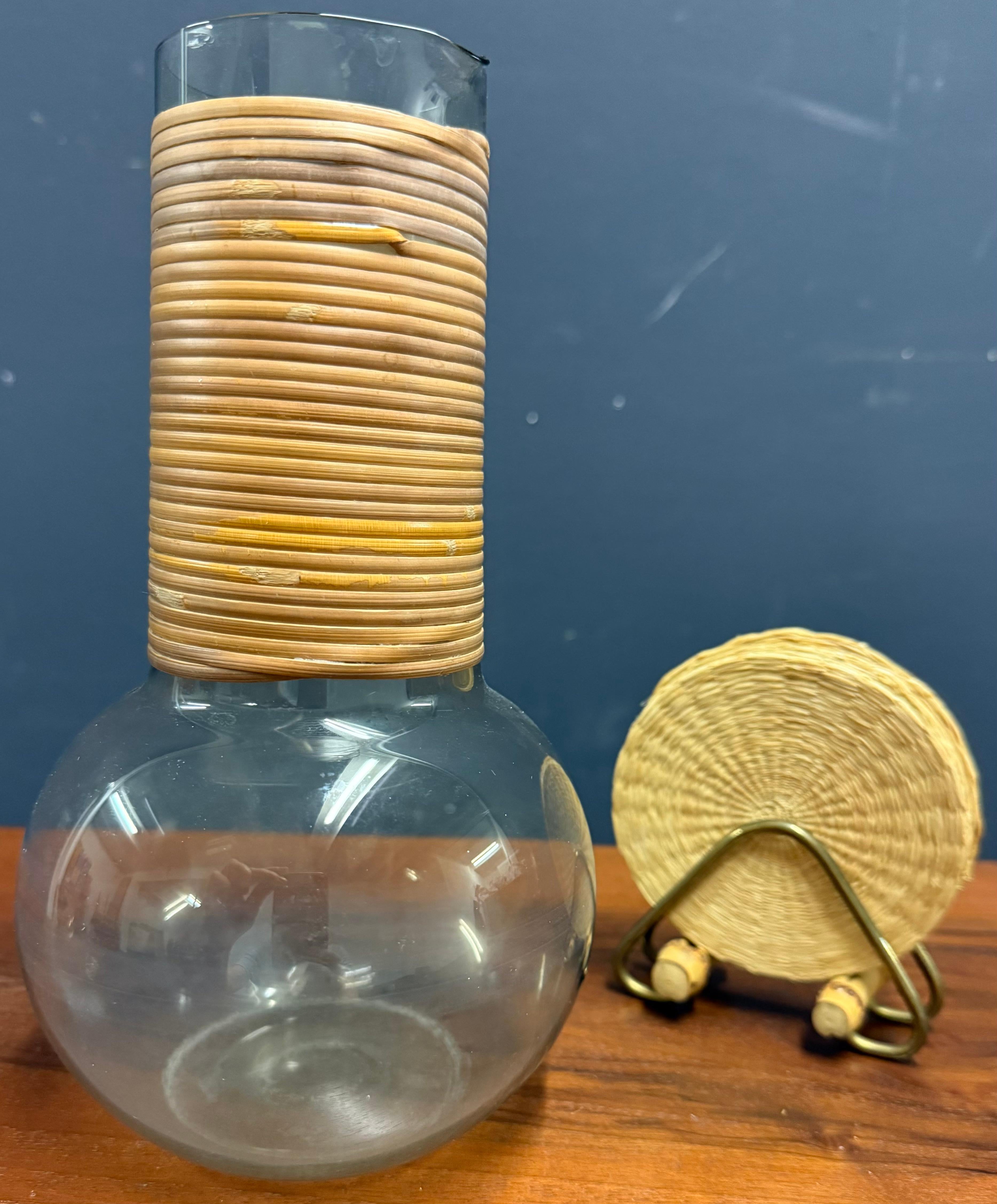 Brass jug and glass coasters no. 3804 For Sale