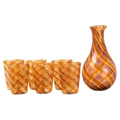 Brocca e set di bicchieri in vetro di Murano, anni 2000, Set di 7