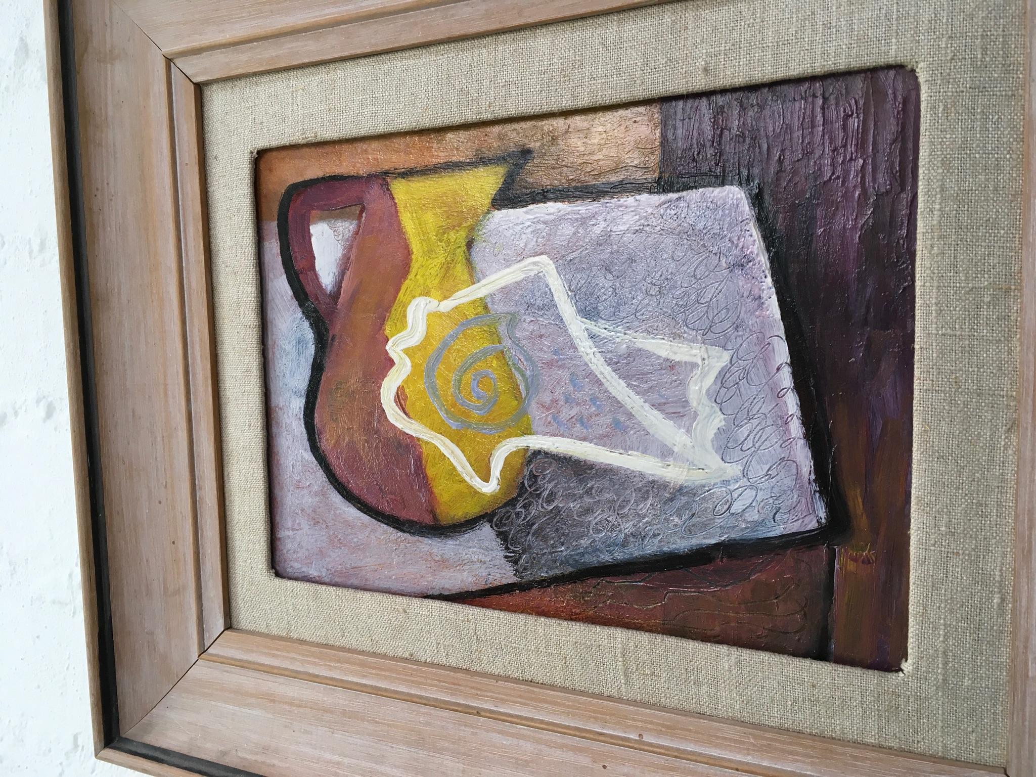 Nature morte cruche et coquillage - Peinture à l'huile signée Anne Montgomery en vente 2