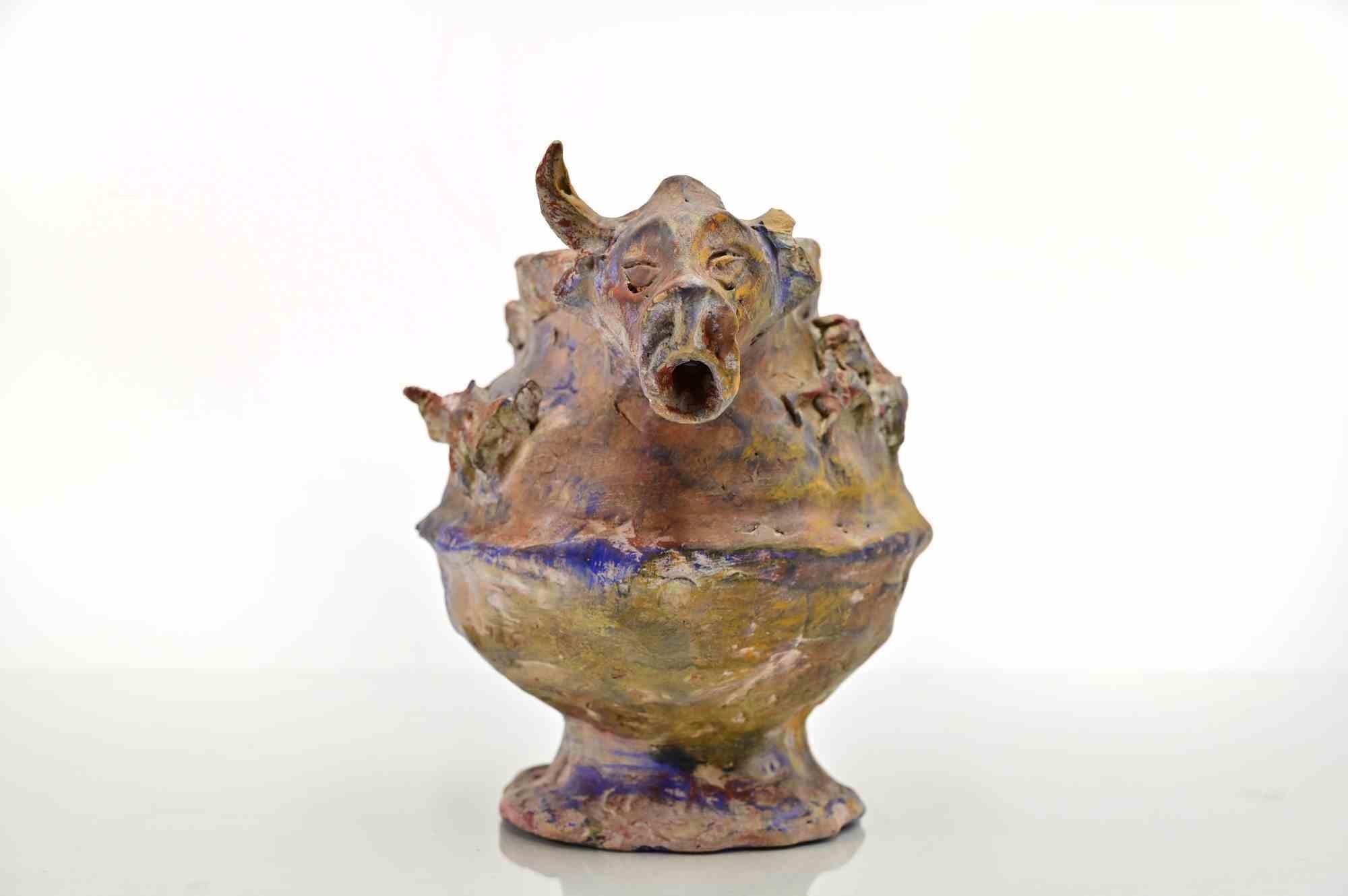Bemalte Terrakotta-Skulptur von Sirio Pellegrini aus den 1960er Jahren.

Angemessener Zustand, mit einigen kleinen Chips am Sockel und Rissen.