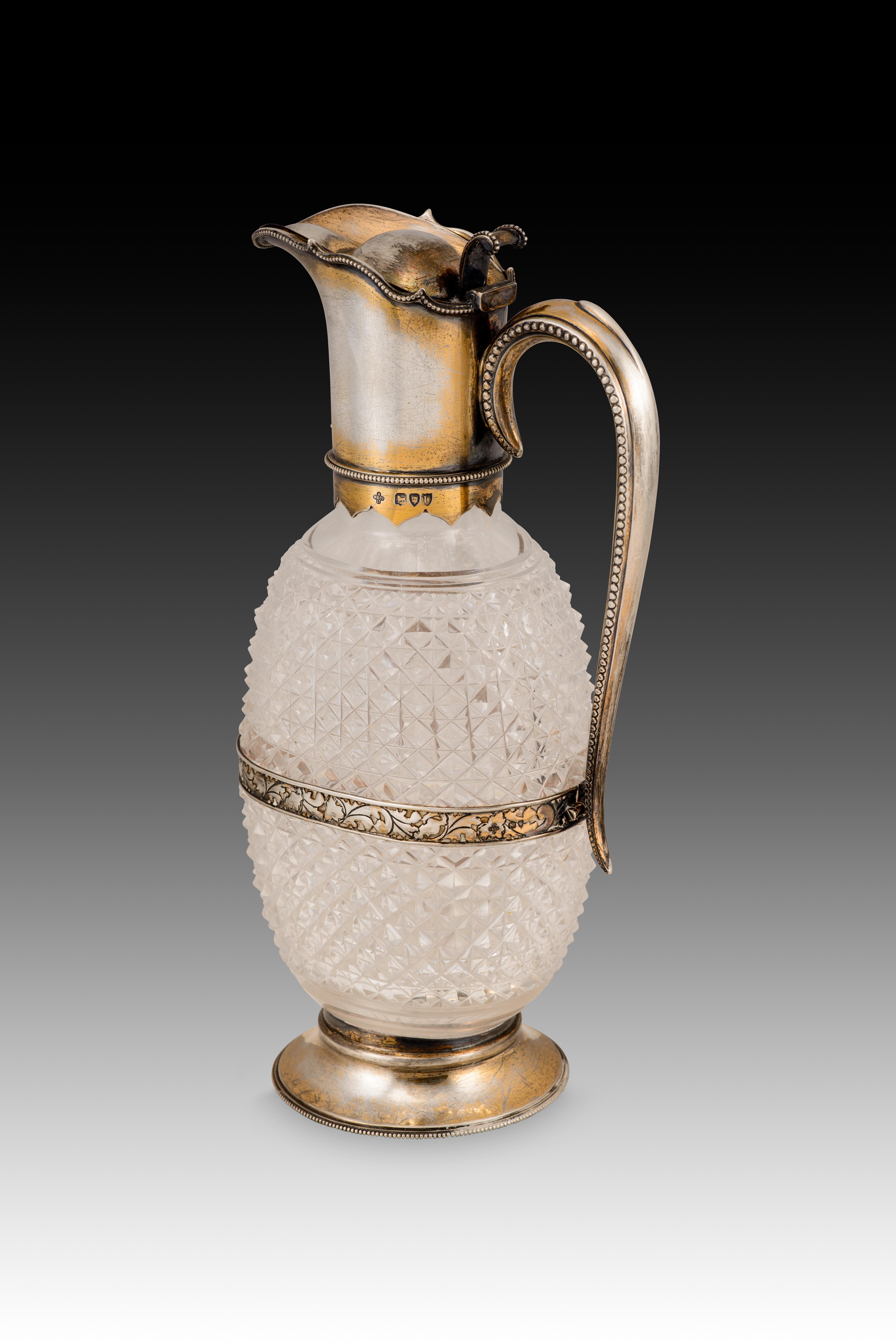 Pichet. Verre, Silver. Angleterre, Londres, Horace Woodward & Co Ltd, 1895. Leuchars & État moyen - En vente à Madrid, ES