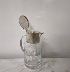 Jug Glass Silver Plated Bruno Tozzi Midcentury Modern Italian Design 1950s