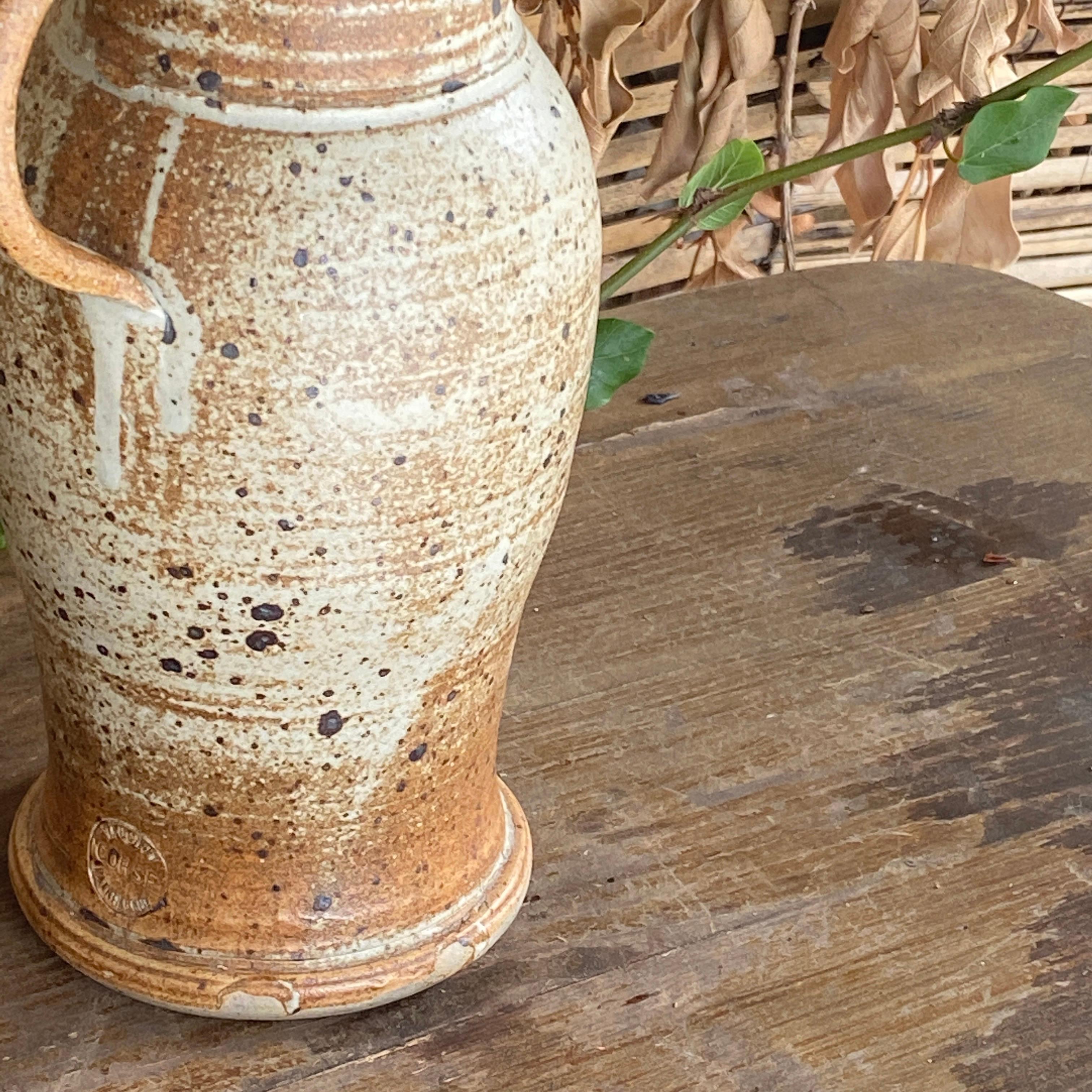Jug in Stoneware Ceramic, Grey Color, France 1960, Old Patina, Signed In Excellent Condition For Sale In Auribeau sur Siagne, FR