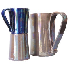 Jug/Pitcher in Ceramics Handmade Italy with Shimmering Technique Called Lustro