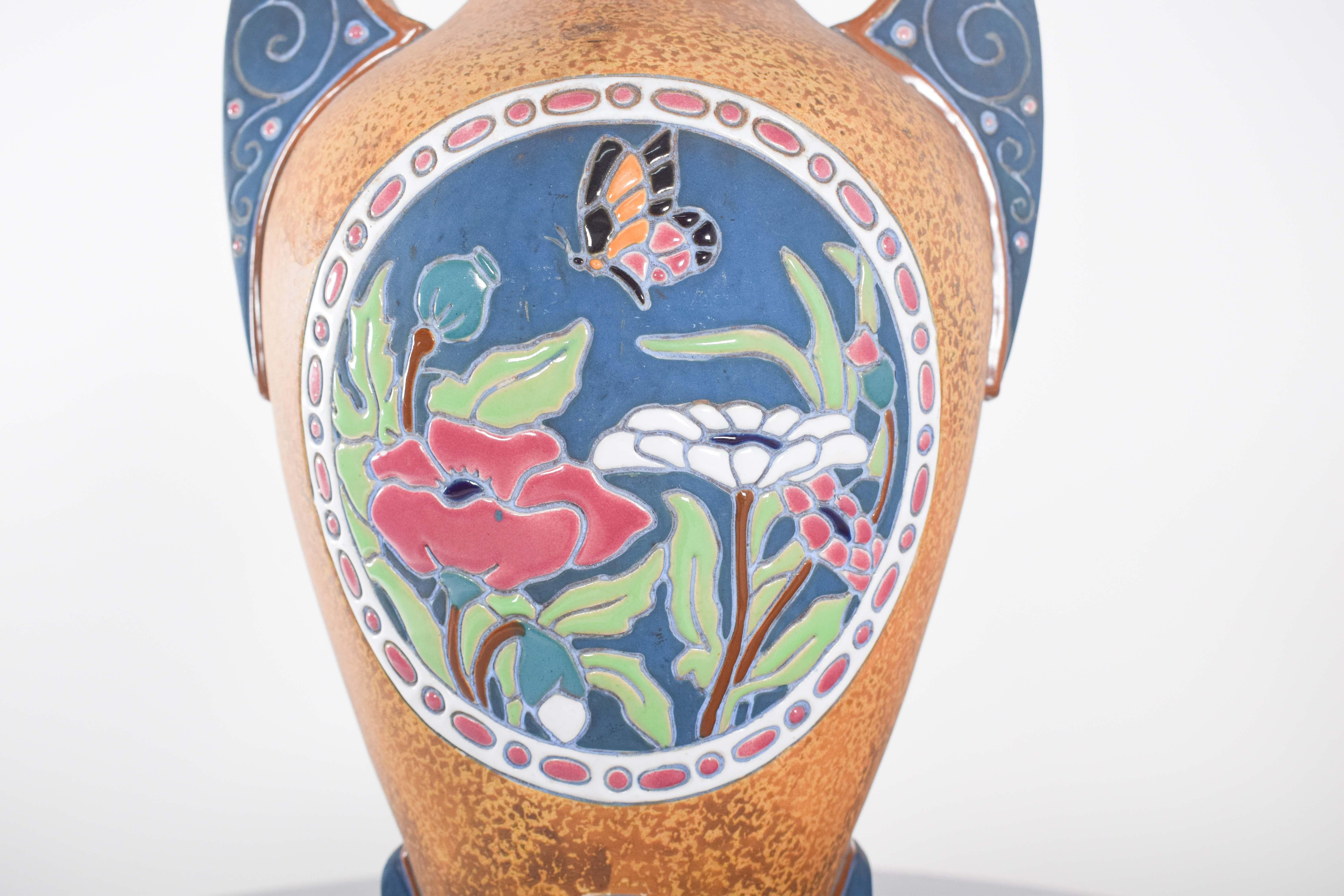 Mid-Century moderno Brocca con manici in ceramica Ancora Cecoslovacchia in vendita