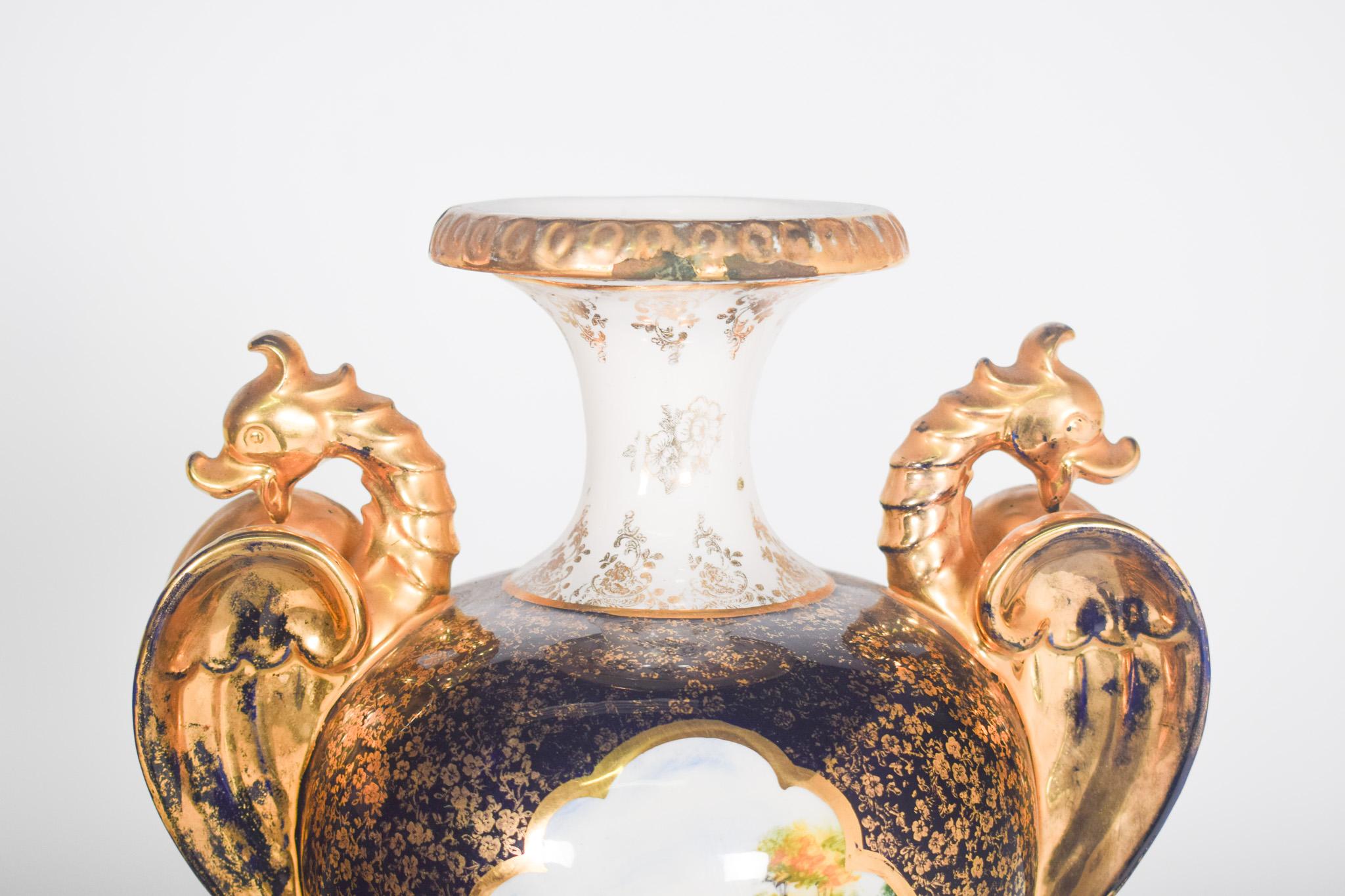 Mid-Century moderno Brocca con manici in ceramica portoghese OAL 