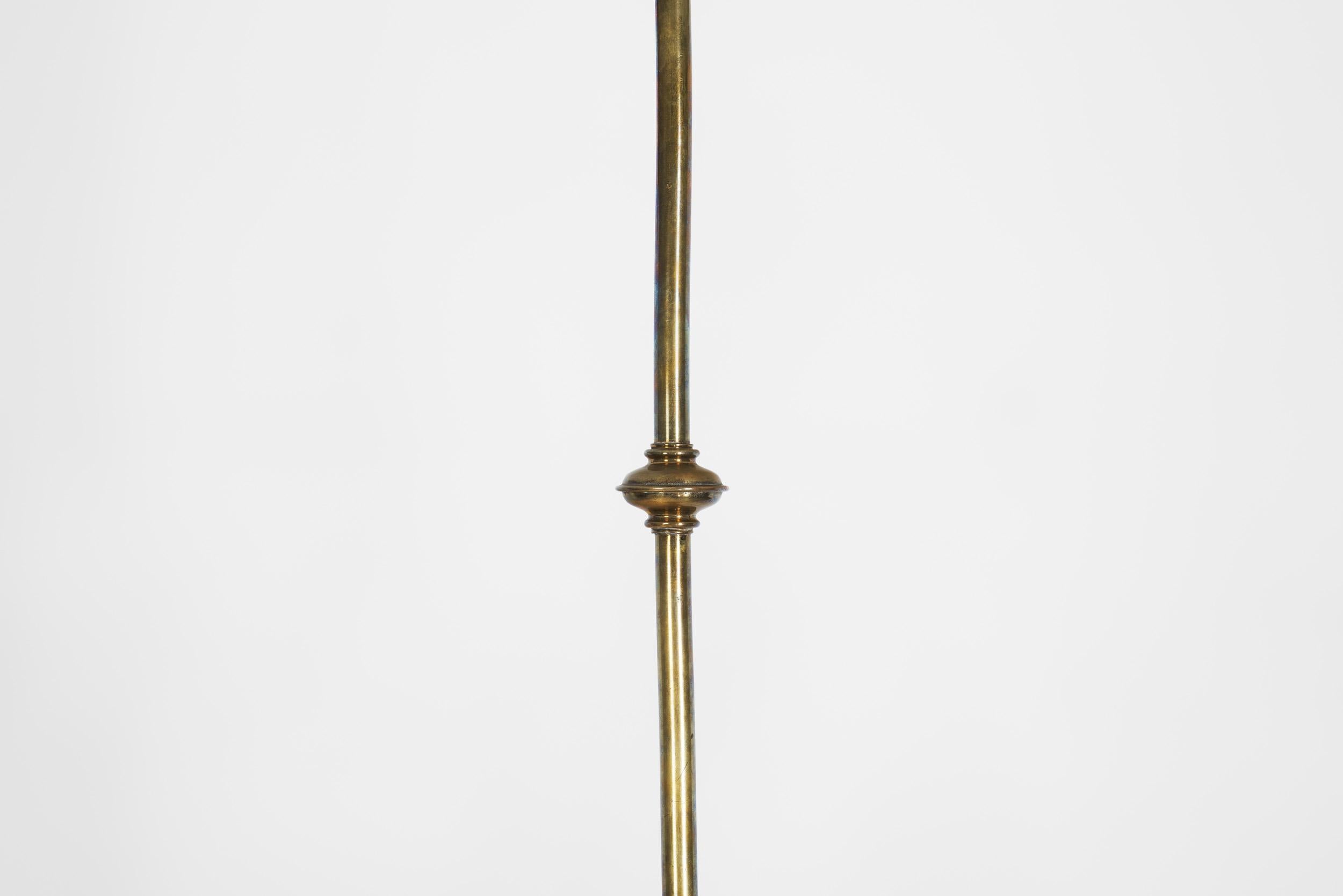 Jugend Ceiling Lamp in Patinated Brass and Glass, Europe early 20th century For Sale 3
