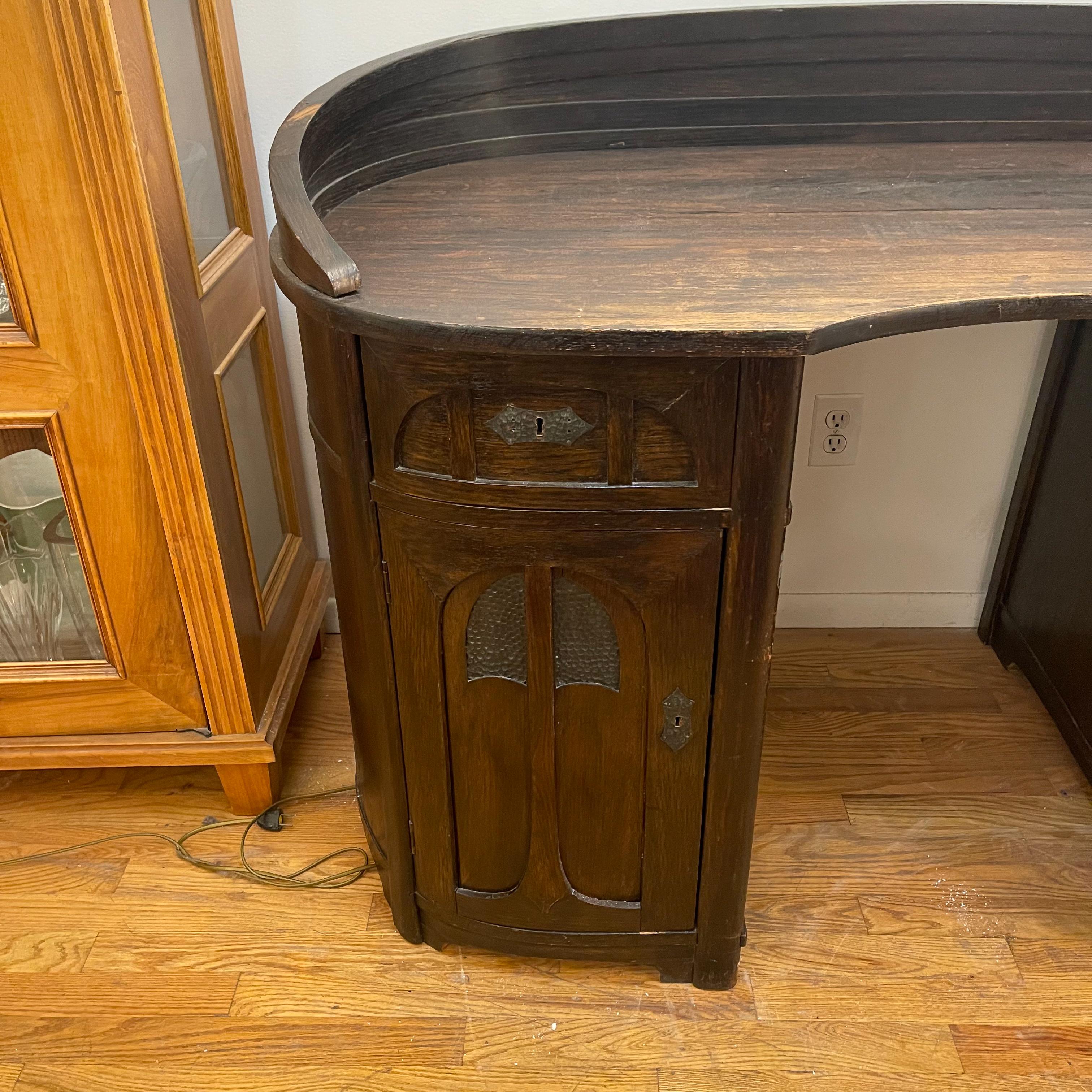 A stunning Jugendstil desk in original condition with all working locks and hardware. Ebonized oak provides an amazingly sturdy writing surface which is at 29.75