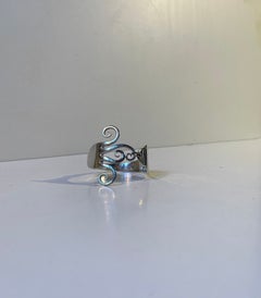 Jugend Style Fork Bangle in Silver by Silversmith J. Thomsen