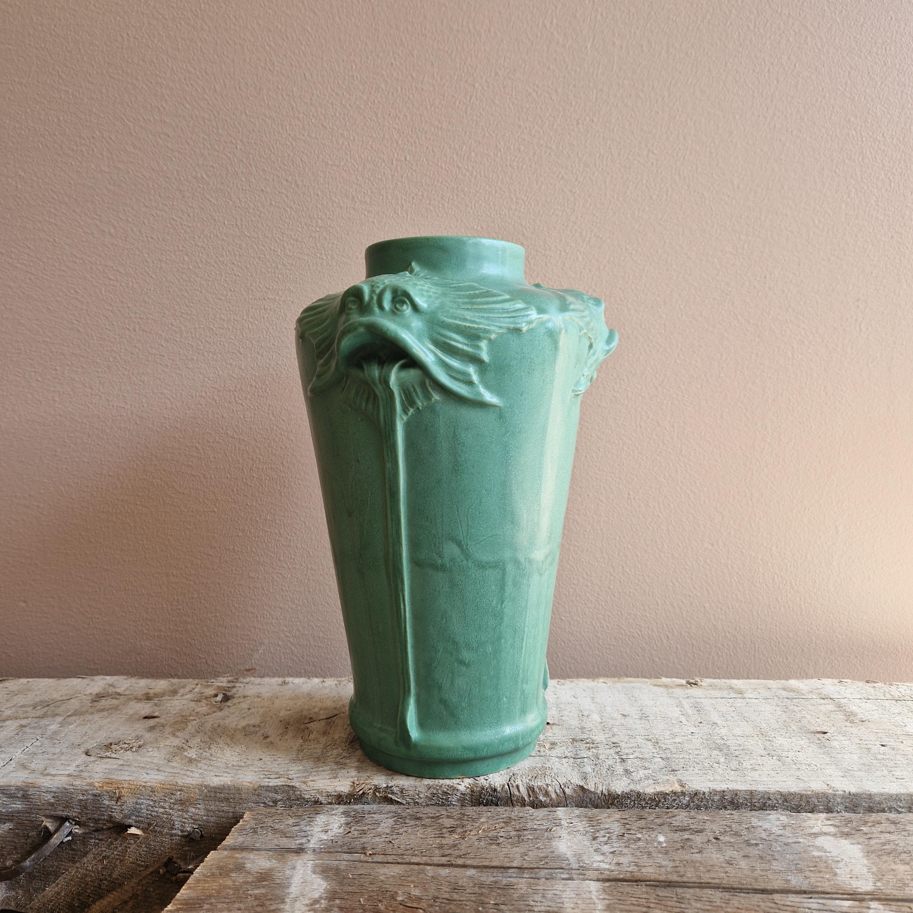 Jugend vase by Karl Svensson, Höganäs, stoneware, Sweden, early 1900's In Good Condition For Sale In Stockholm, SE