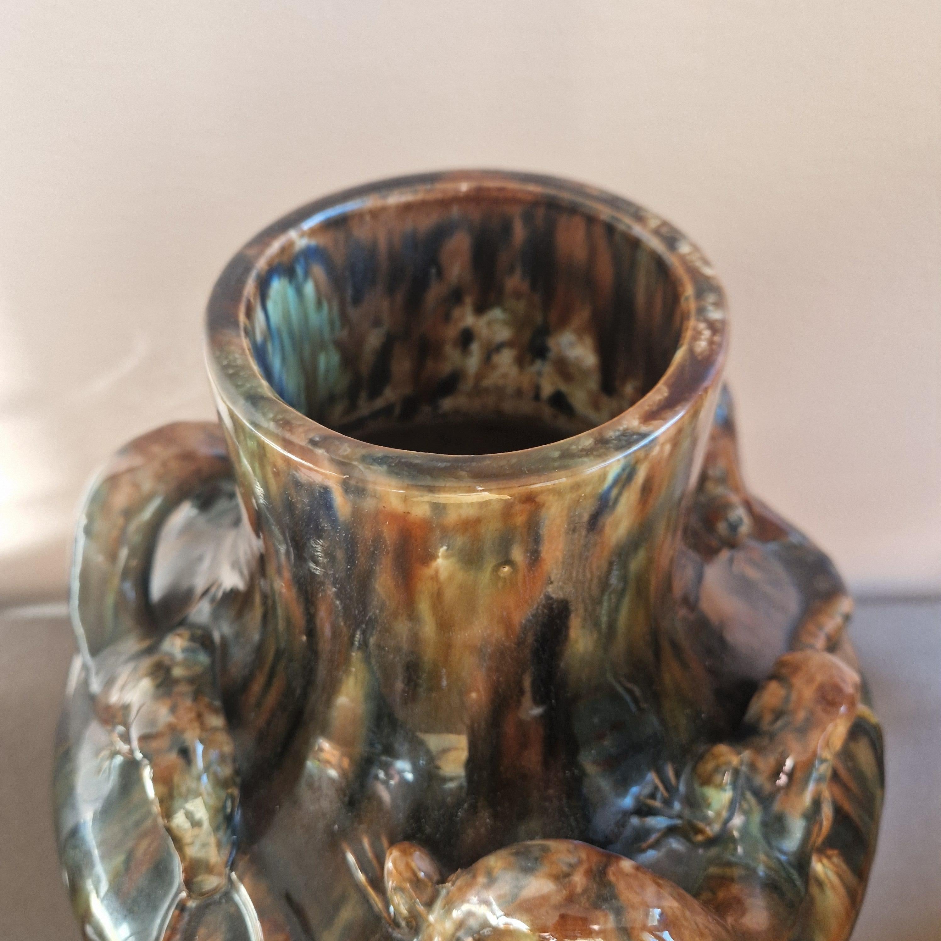 Ceramic Jugend vase by Karl Svensson, Höganäs, stoneware, Sweden, early 1900's For Sale