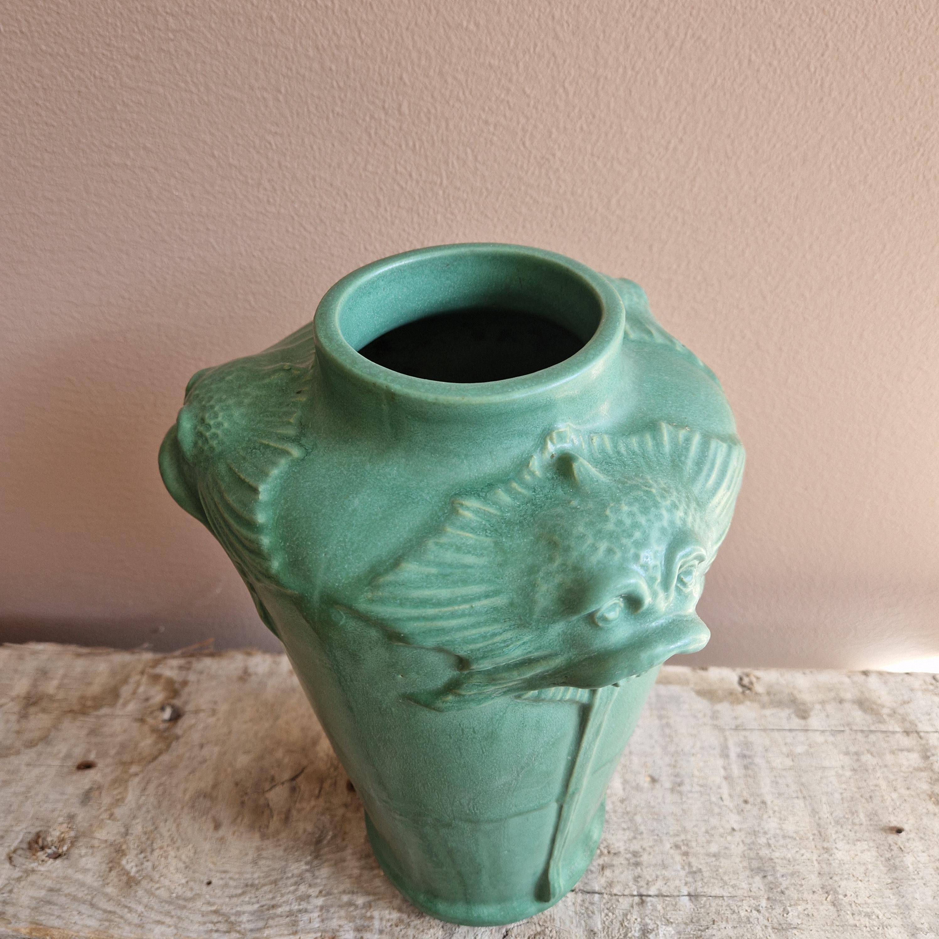 Jugend vase by Karl Svensson, Höganäs, stoneware, Sweden, early 1900's For Sale 1