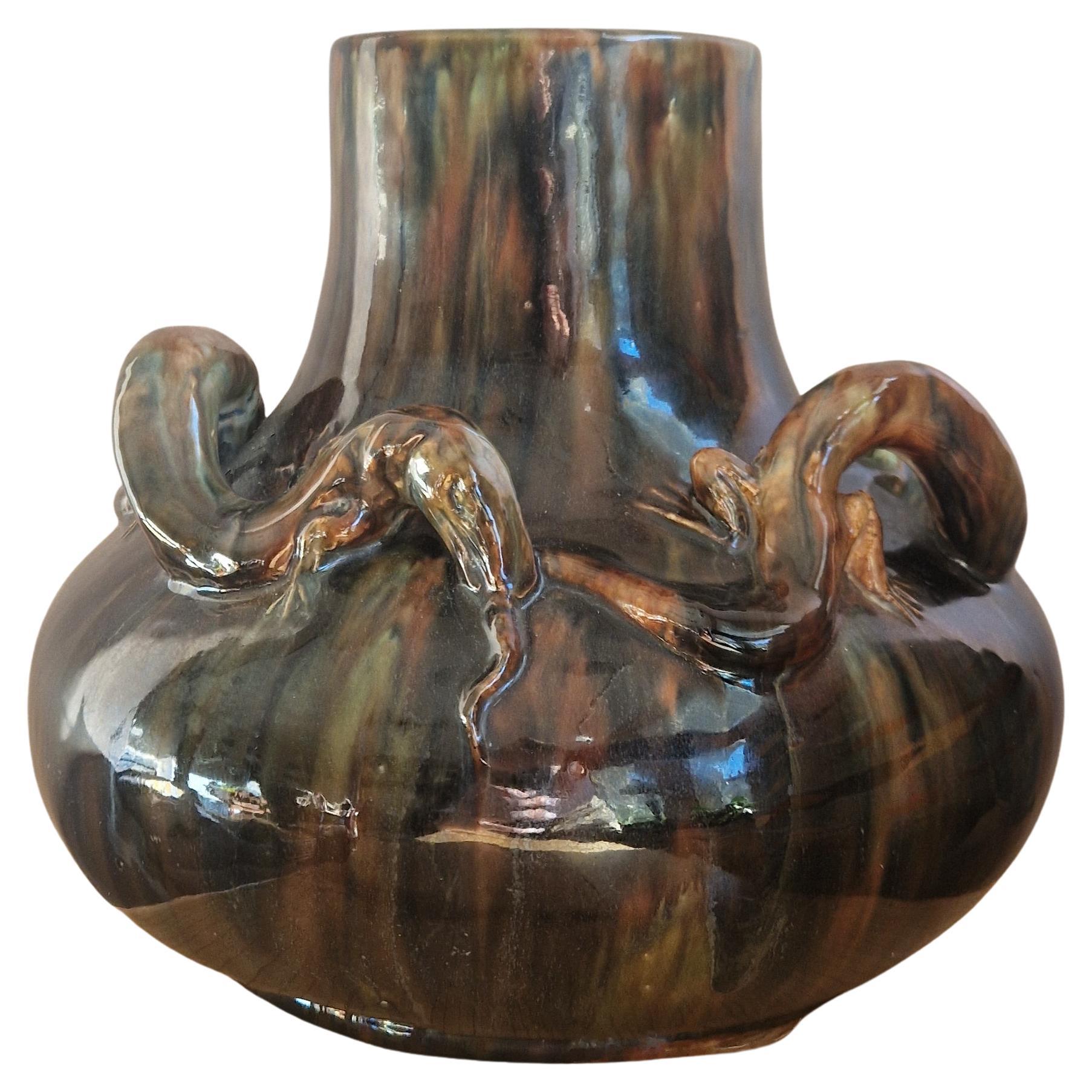 Jugend vase by Karl Svensson, Höganäs, stoneware, Sweden, early 1900's For Sale