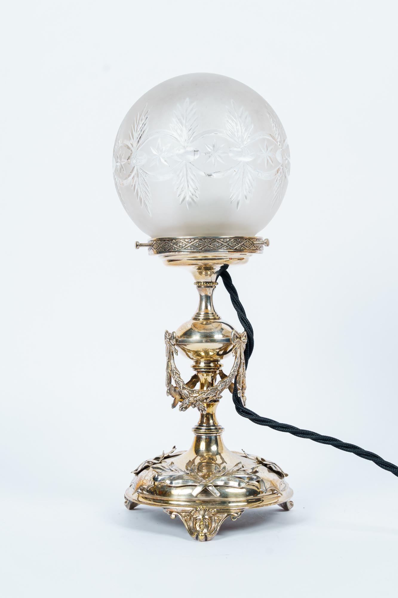 Austrian Jugendstil Alpaca Table Lamp Vienna Around 1908 For Sale