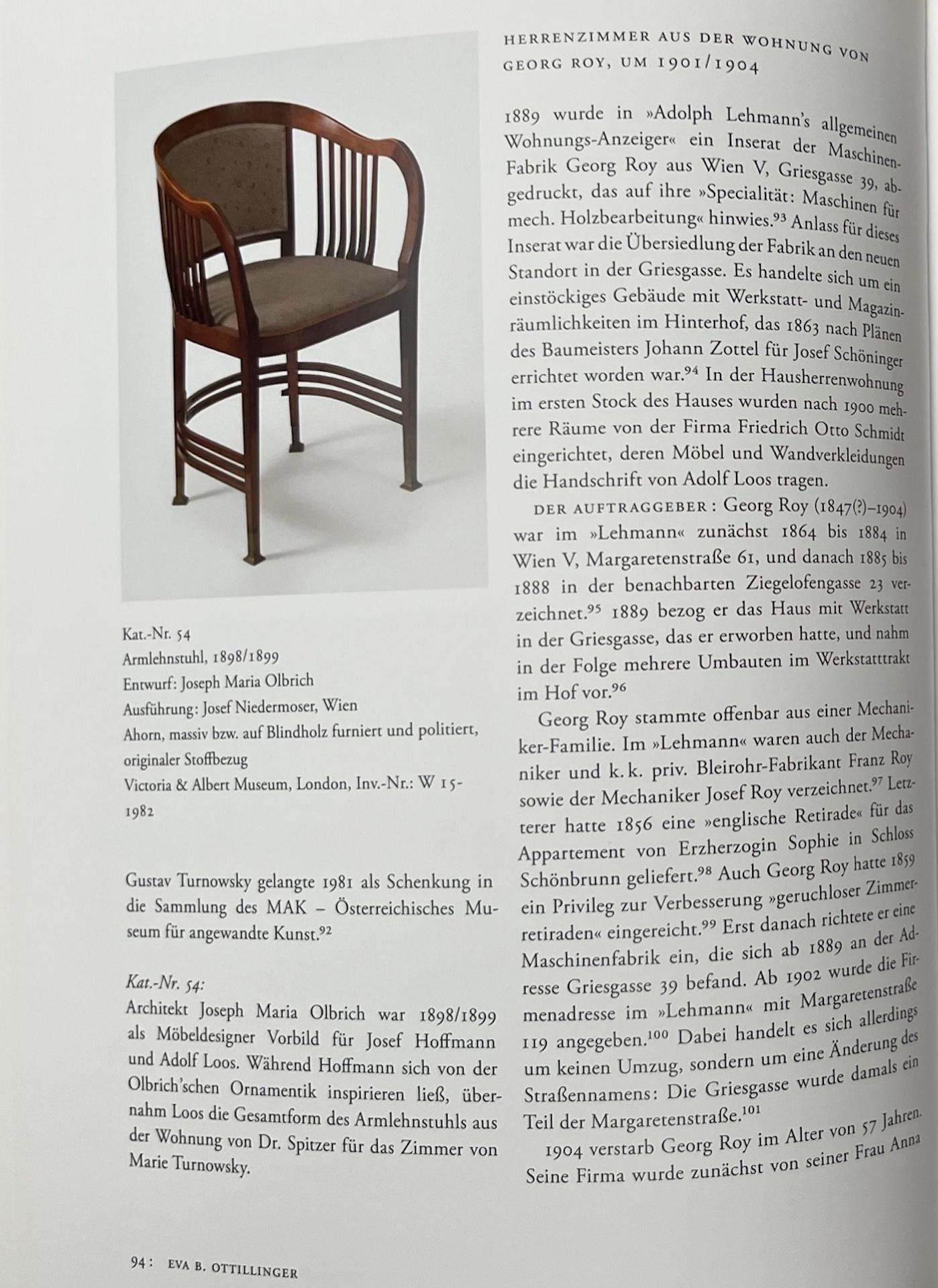 Jugendstil Armlehnstuhl, Entw: Adolf Loos, verm. Friedrich Otto Schmidt, um 1900 For Sale 8