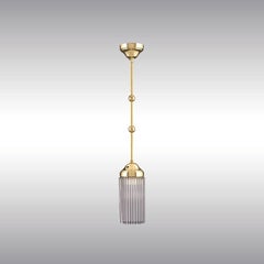 Jugendstil  Art Deco Brass and Glass Single Pendant Chandelier, Re-Edition