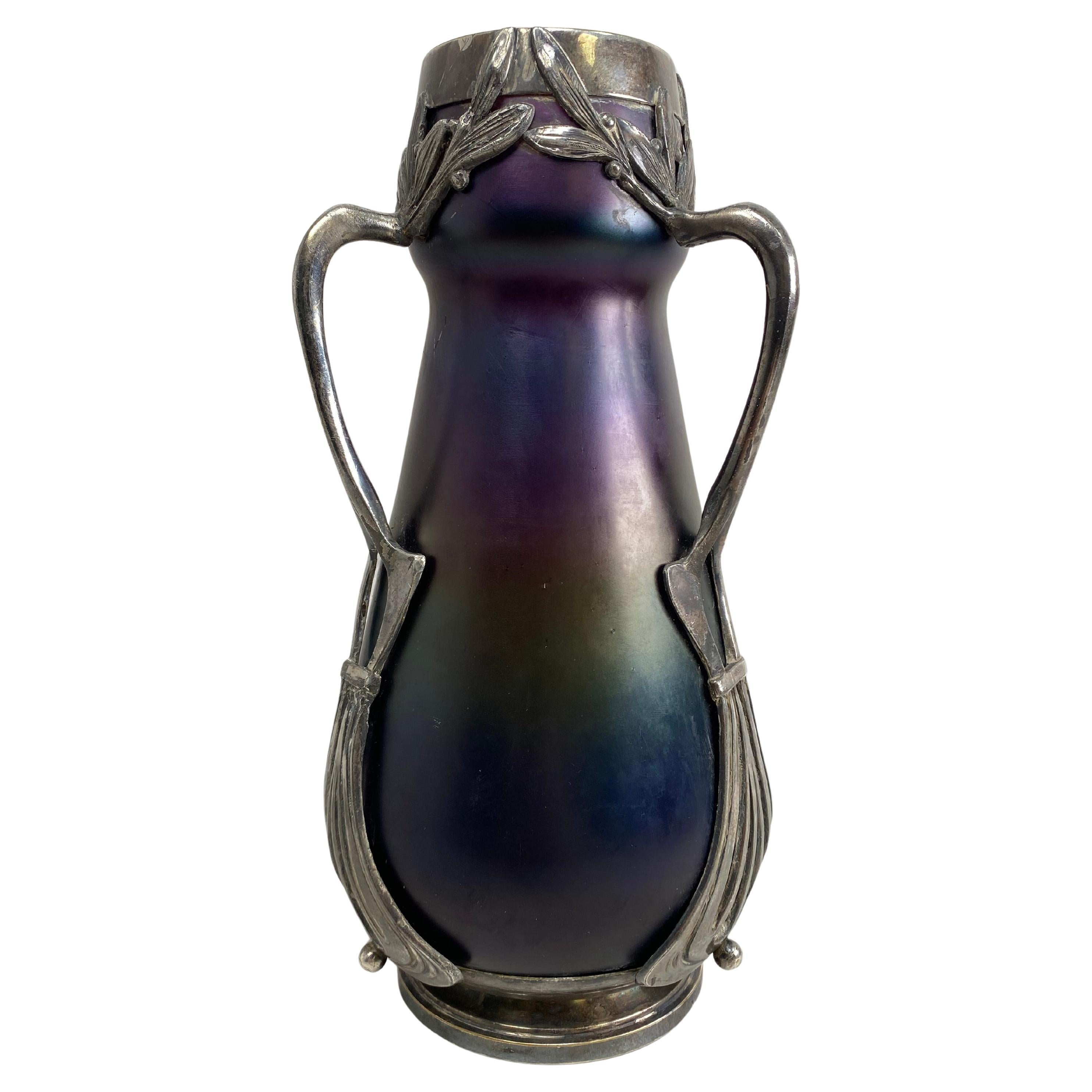 Jarrón de vidrio artístico Jugendstil de Wilhelm Kralik Sohn