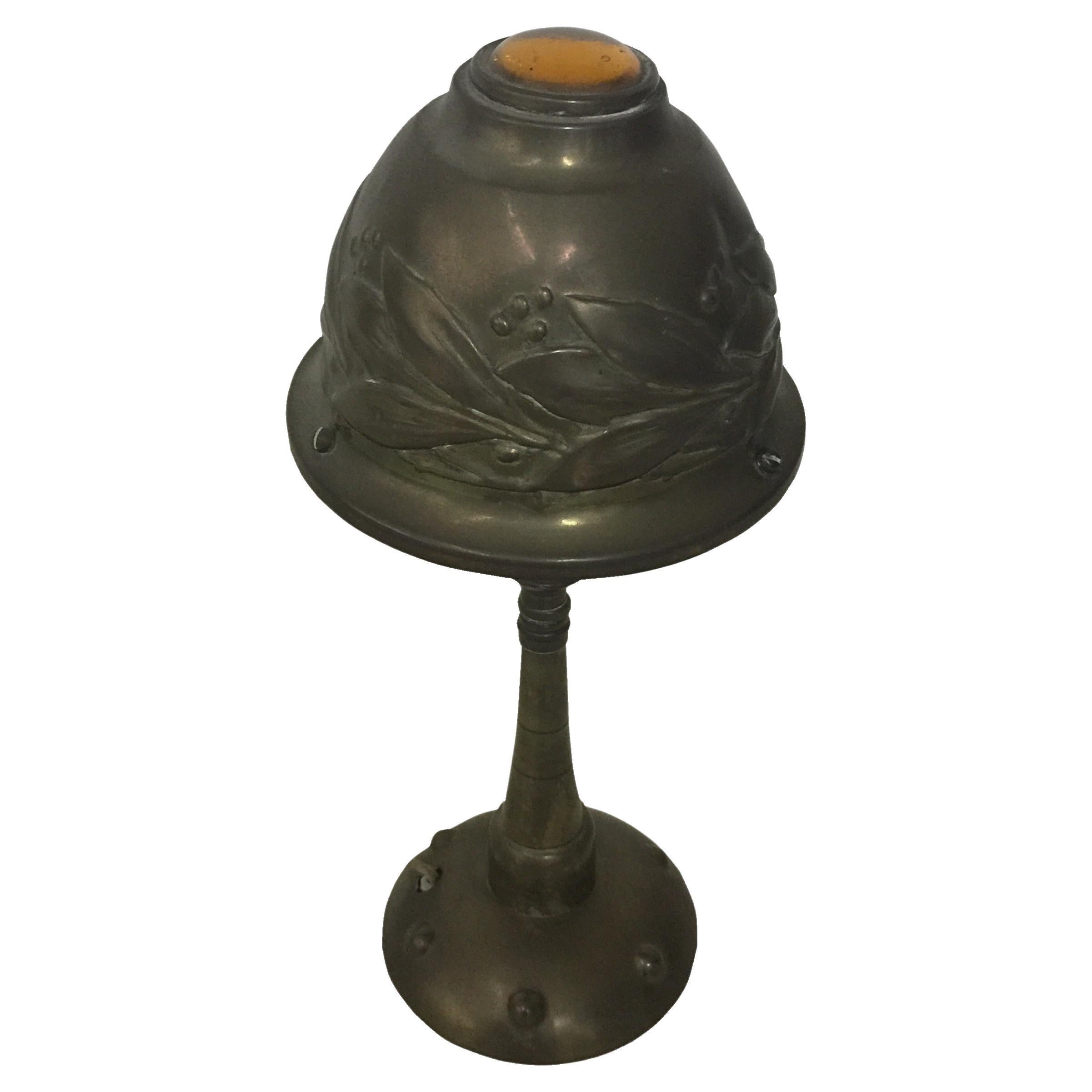 Jugendstil, Art Nouveau, Liberty -Table Lamp, 1900, Materials: Bronze and glass For Sale