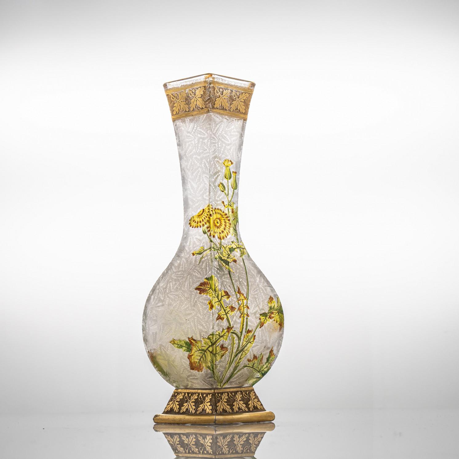 Jugendstil Baccarat Antikes Kunstglas Löwenzahn-Vase, Frankreich im Angebot 3