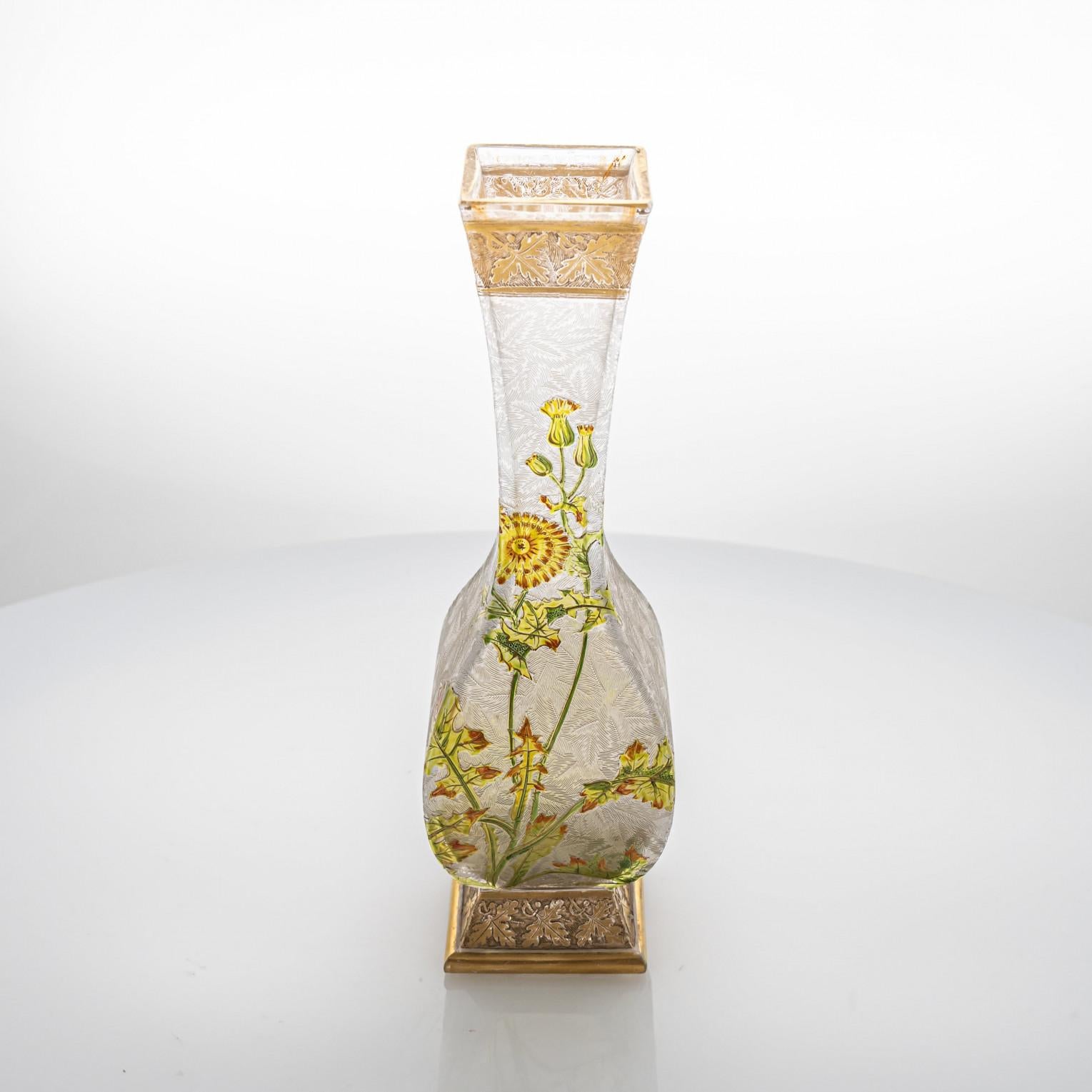 Jugendstil Baccarat Antikes Kunstglas Löwenzahn-Vase, Frankreich im Angebot 4