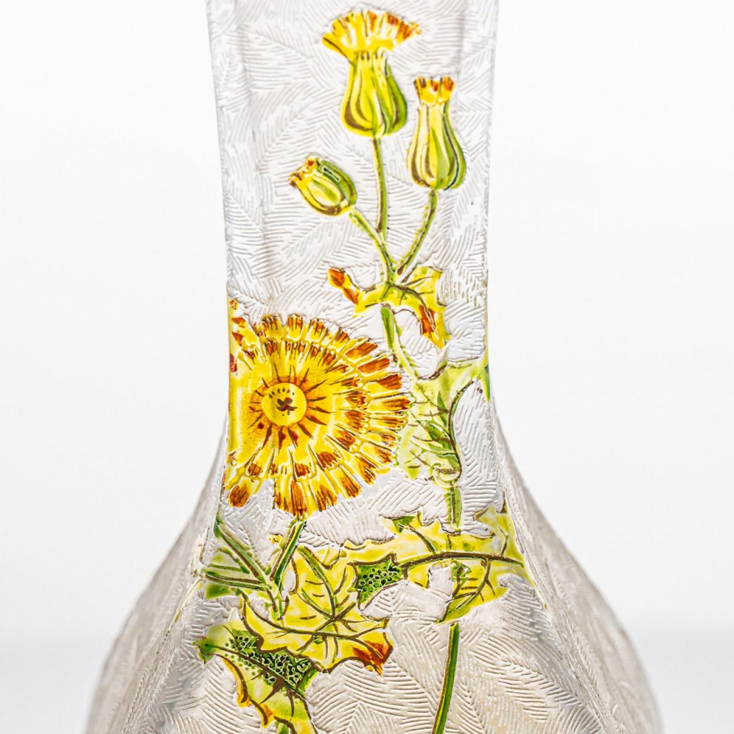 Jugendstil Baccarat Antikes Kunstglas Löwenzahn-Vase, Frankreich (Französisch) im Angebot