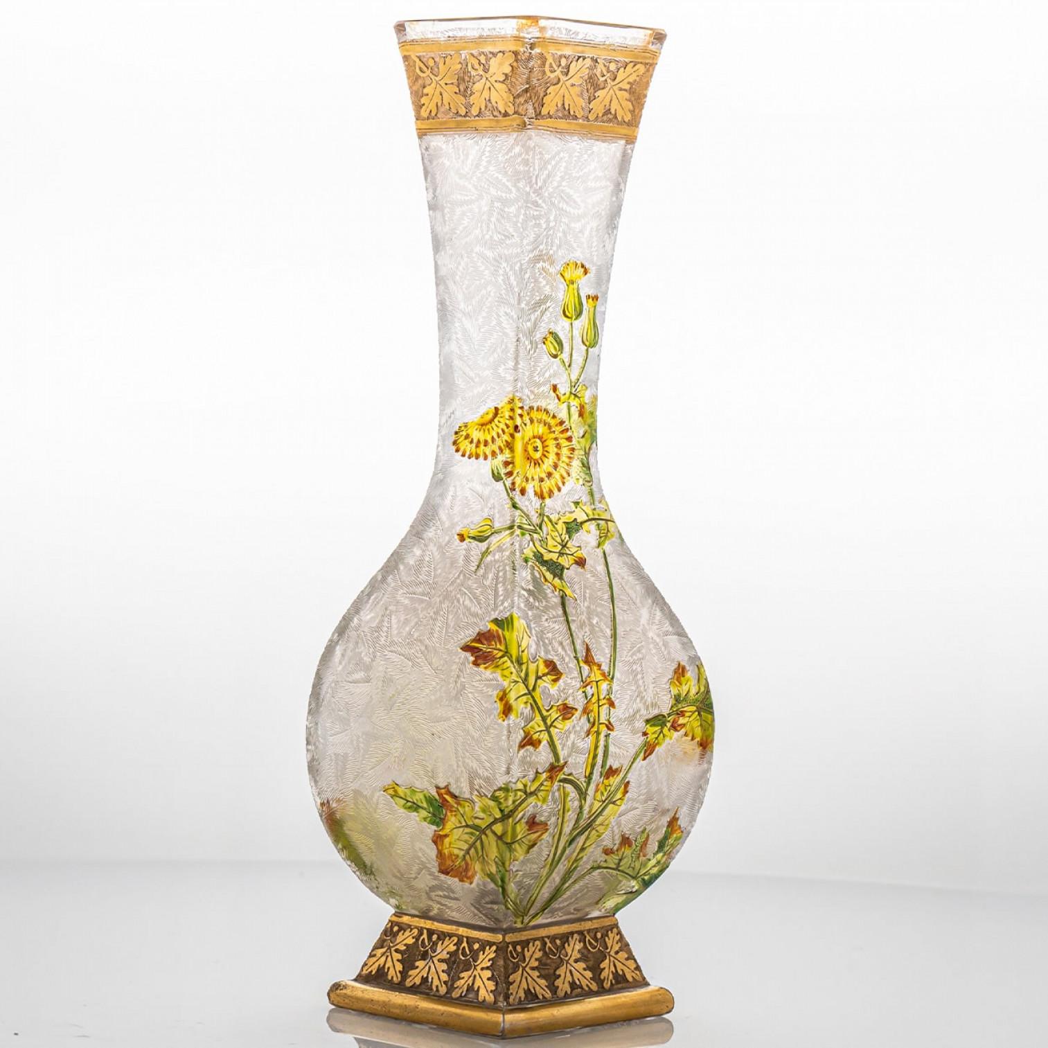 Jugendstil Baccarat Antikes Kunstglas Löwenzahn-Vase, Frankreich (Sonstiges) im Angebot