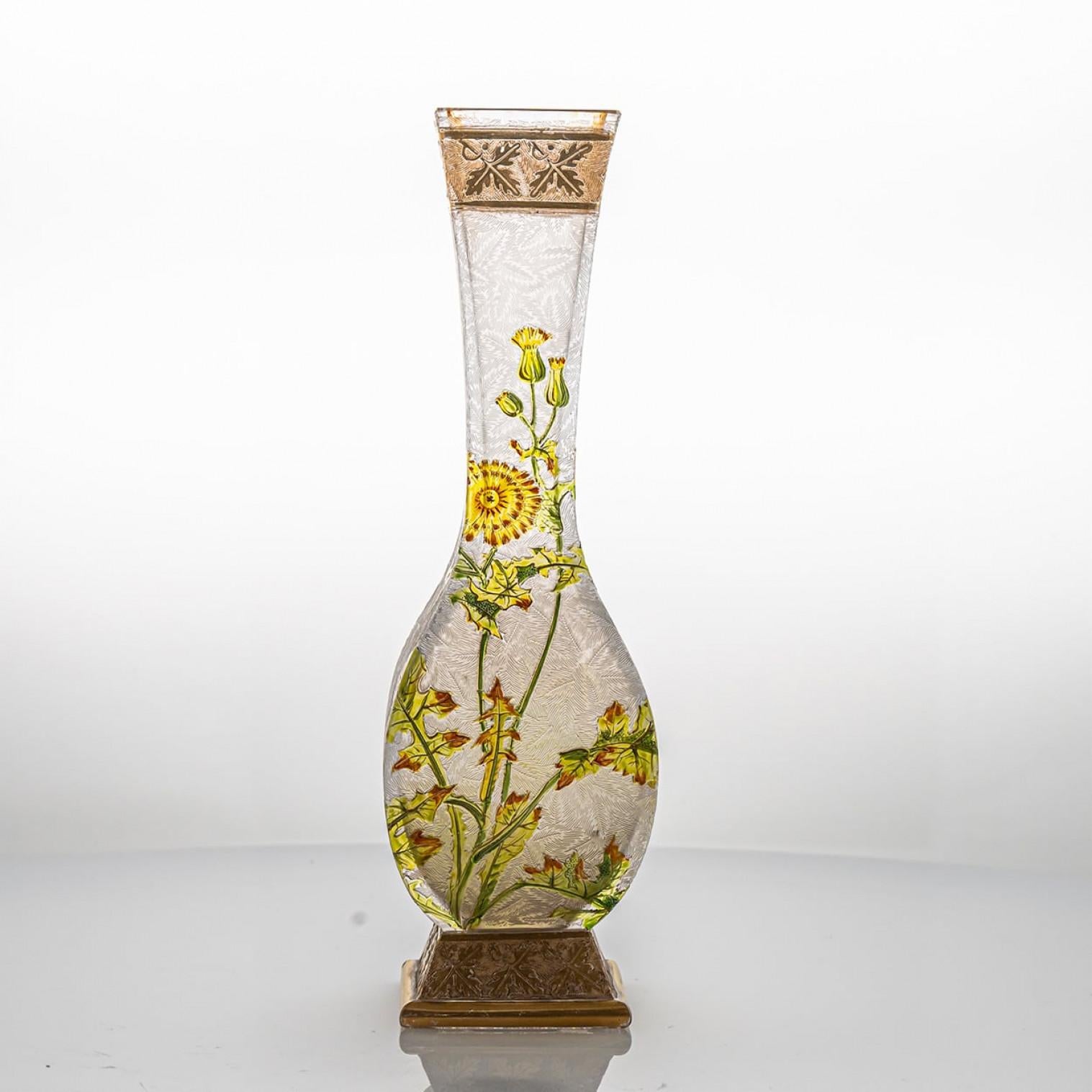 Jugendstil Baccarat Antikes Kunstglas Löwenzahn-Vase, Frankreich im Zustand „Gut“ im Angebot in Rijssen, NL