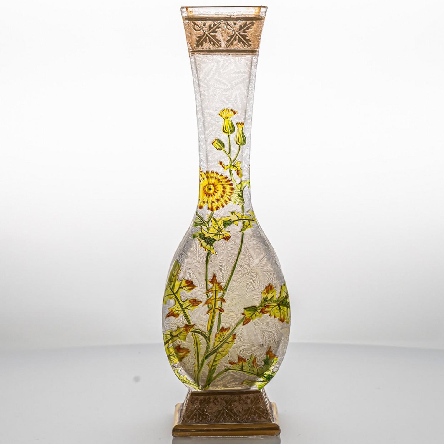 Jugendstil Baccarat Antikes Kunstglas Löwenzahn-Vase, Frankreich (Glaskunst) im Angebot