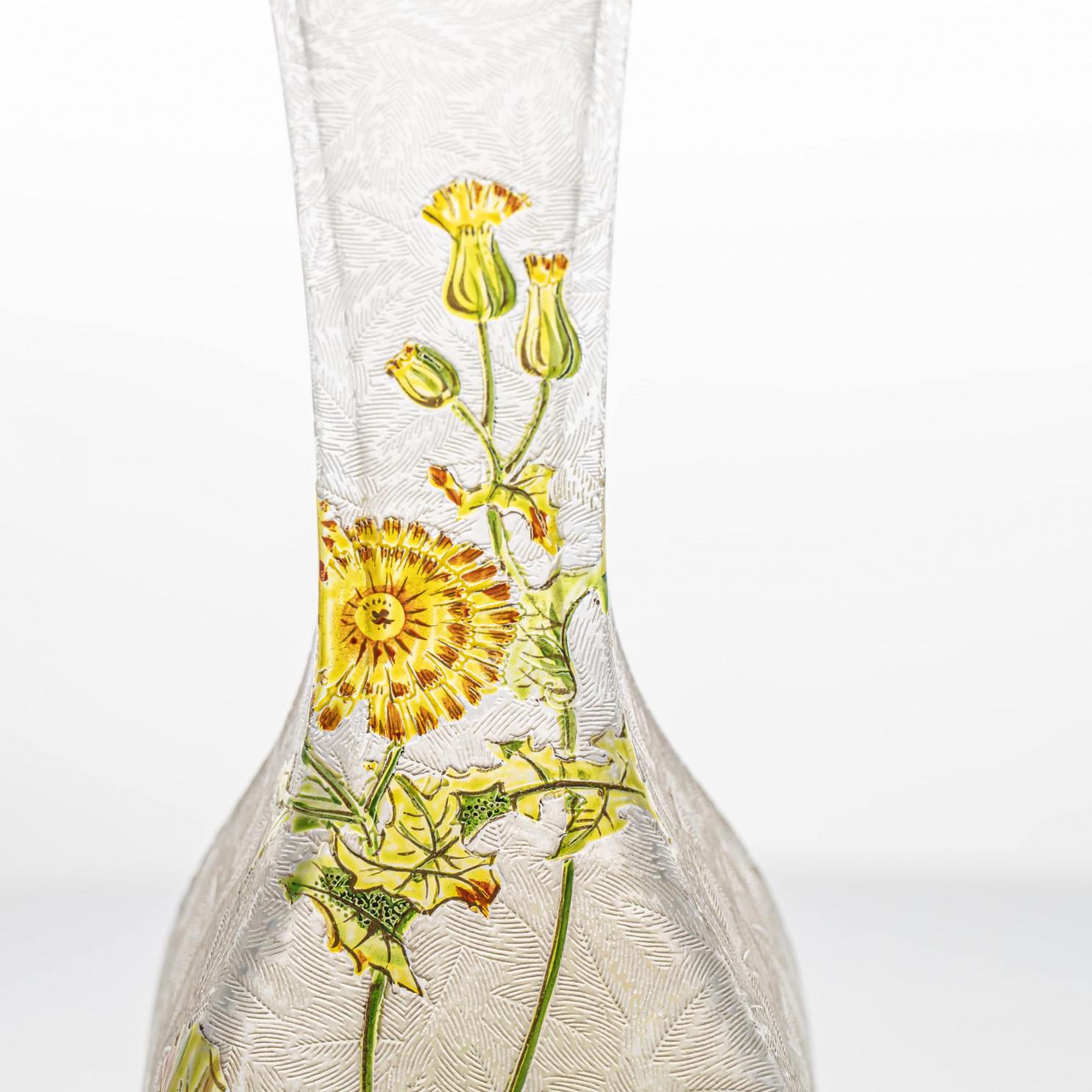 Jugendstil Baccarat Antikes Kunstglas Löwenzahn-Vase, Frankreich im Angebot 1