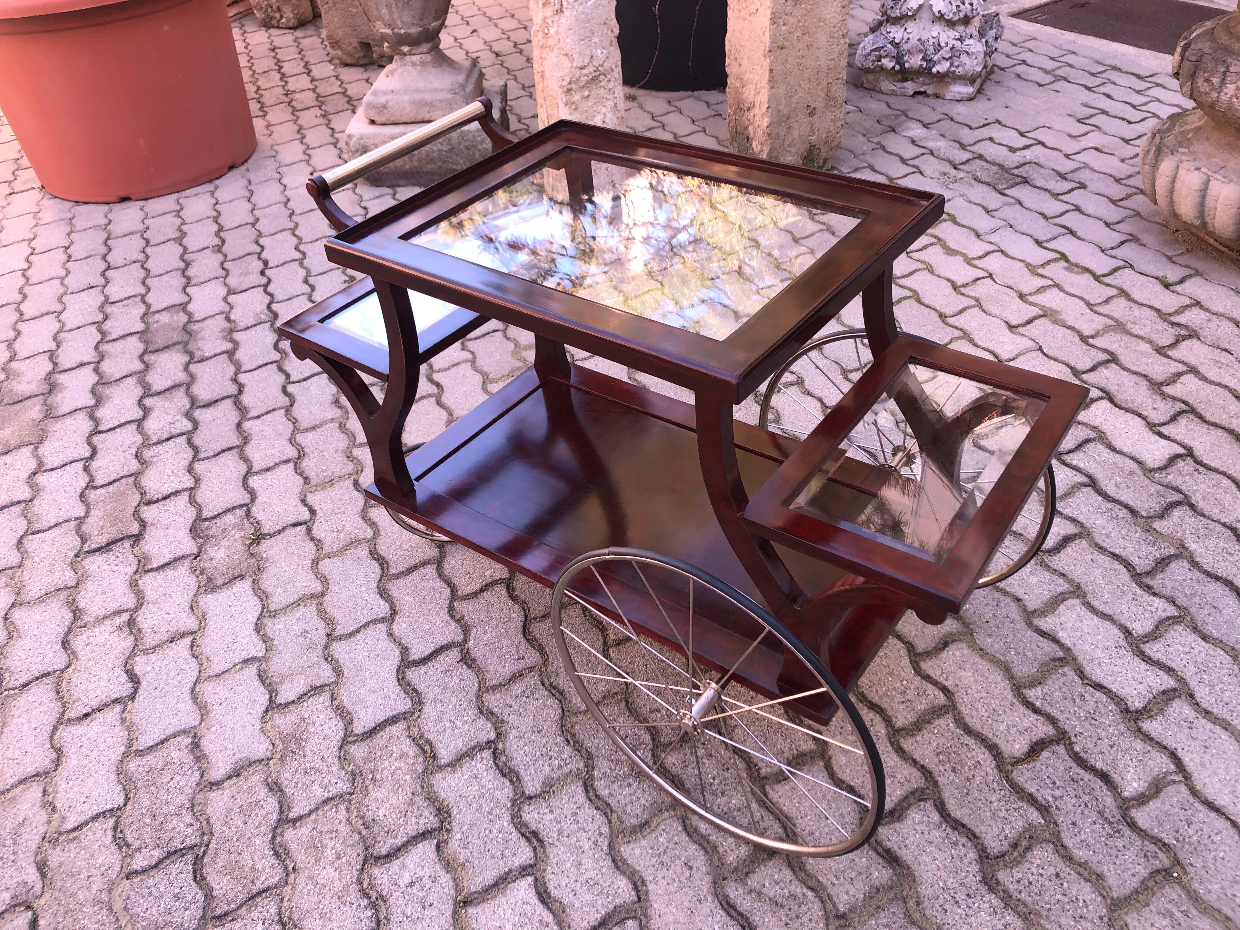 Chariot de bar Jugendstil Hêtre Nickel Verre Style Adolf Loos, vers 1902, Vienne en vente 6