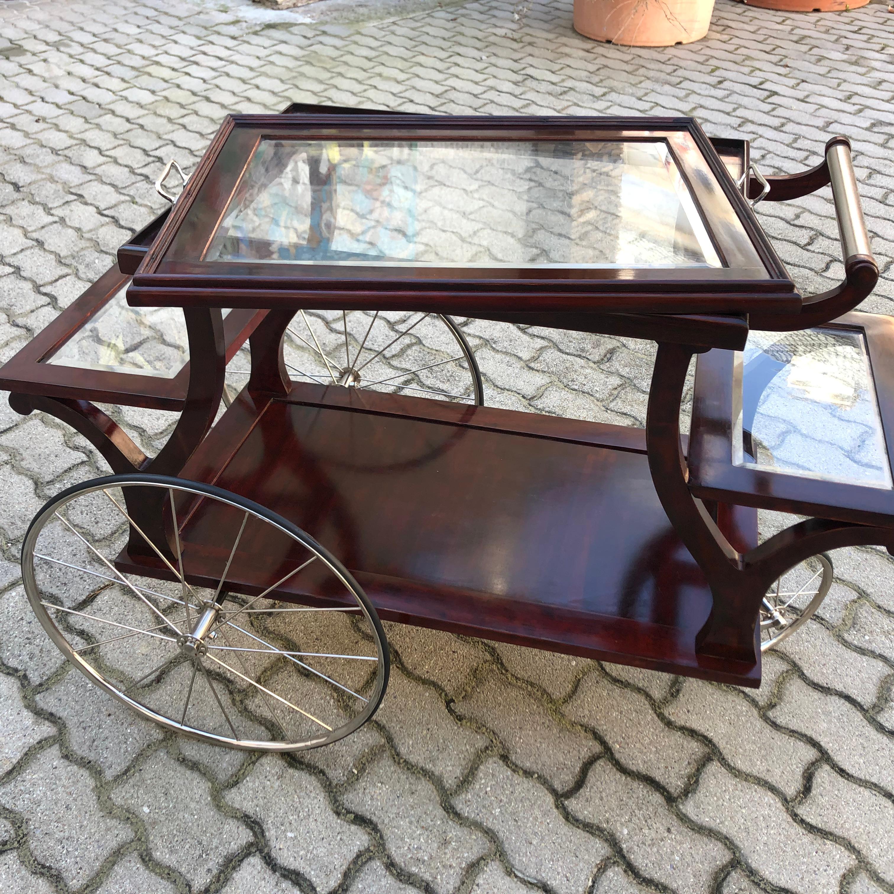 Chariot de bar Jugendstil Hêtre Nickel Verre Style Adolf Loos, vers 1902, Vienne en vente 7