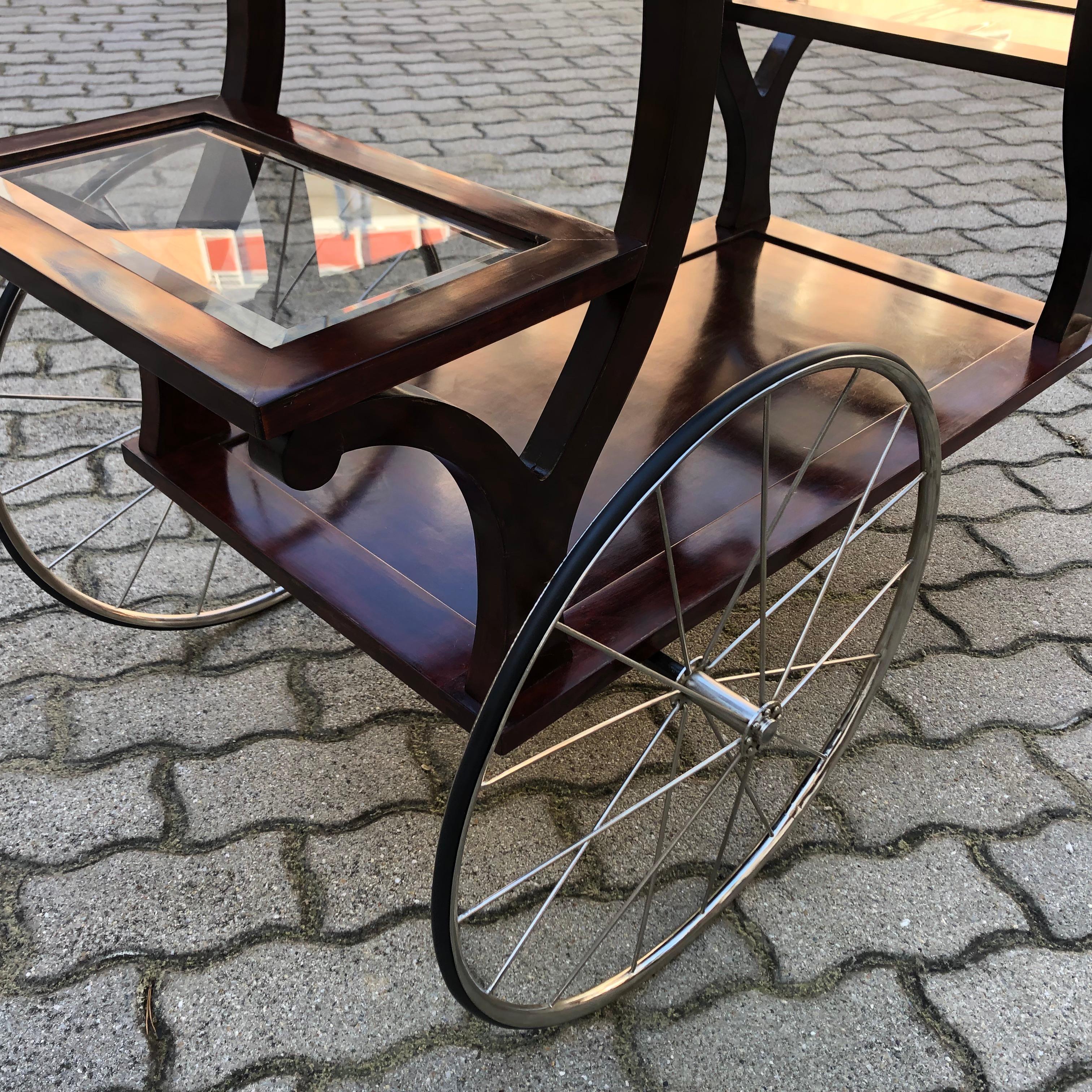 Chariot de bar Jugendstil Hêtre Nickel Verre Style Adolf Loos, vers 1902, Vienne en vente 8
