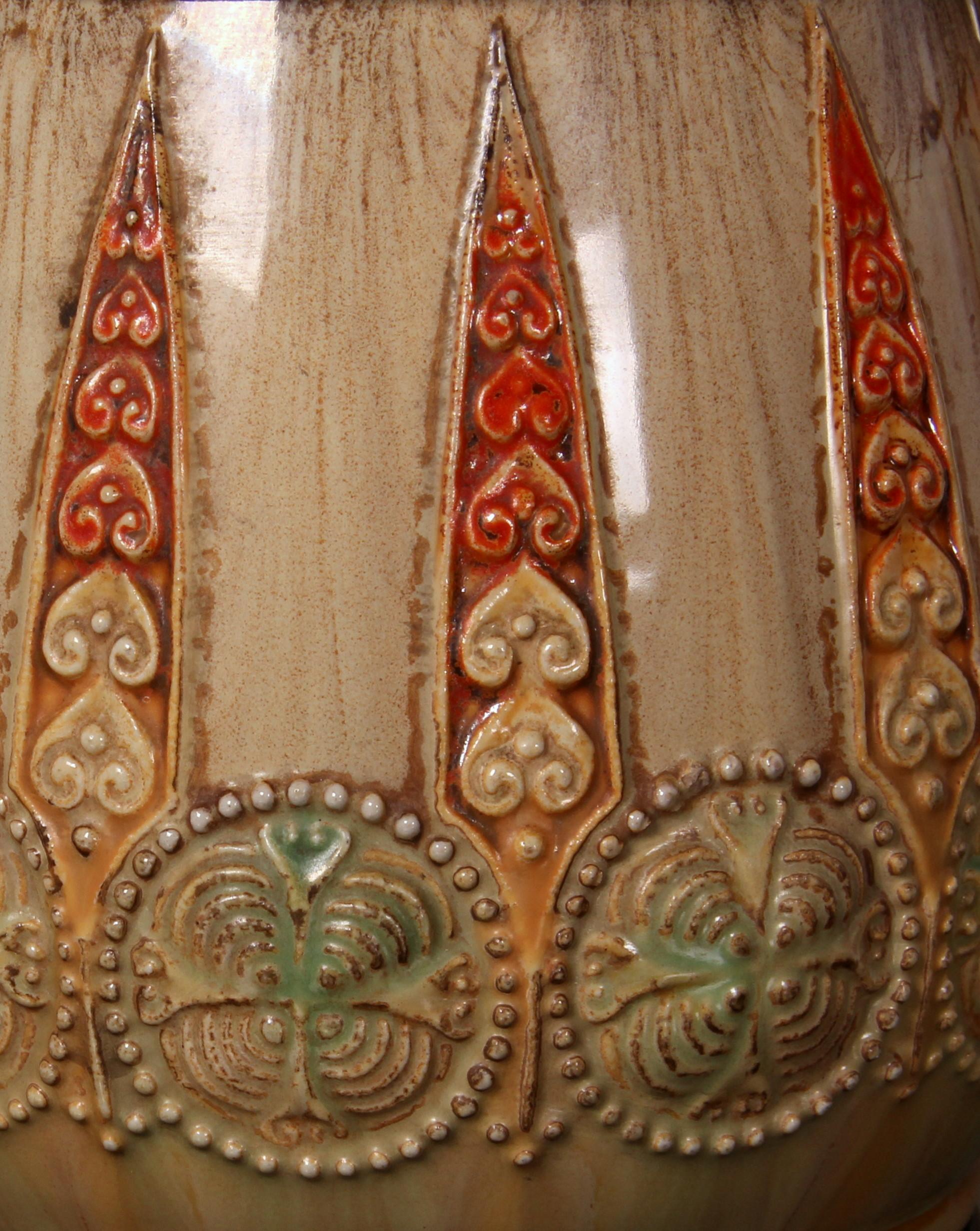 Jugendstil Cerveza Stein art nouveau WICK WERKE esmalte de uranio tapa de peltre am colores Alemán en venta