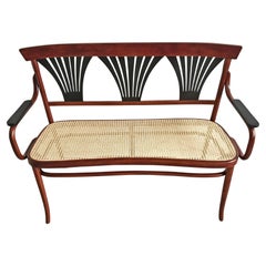 Jugendstil Bench or Settee done in bentwood, with cane seat, Austria 1910s