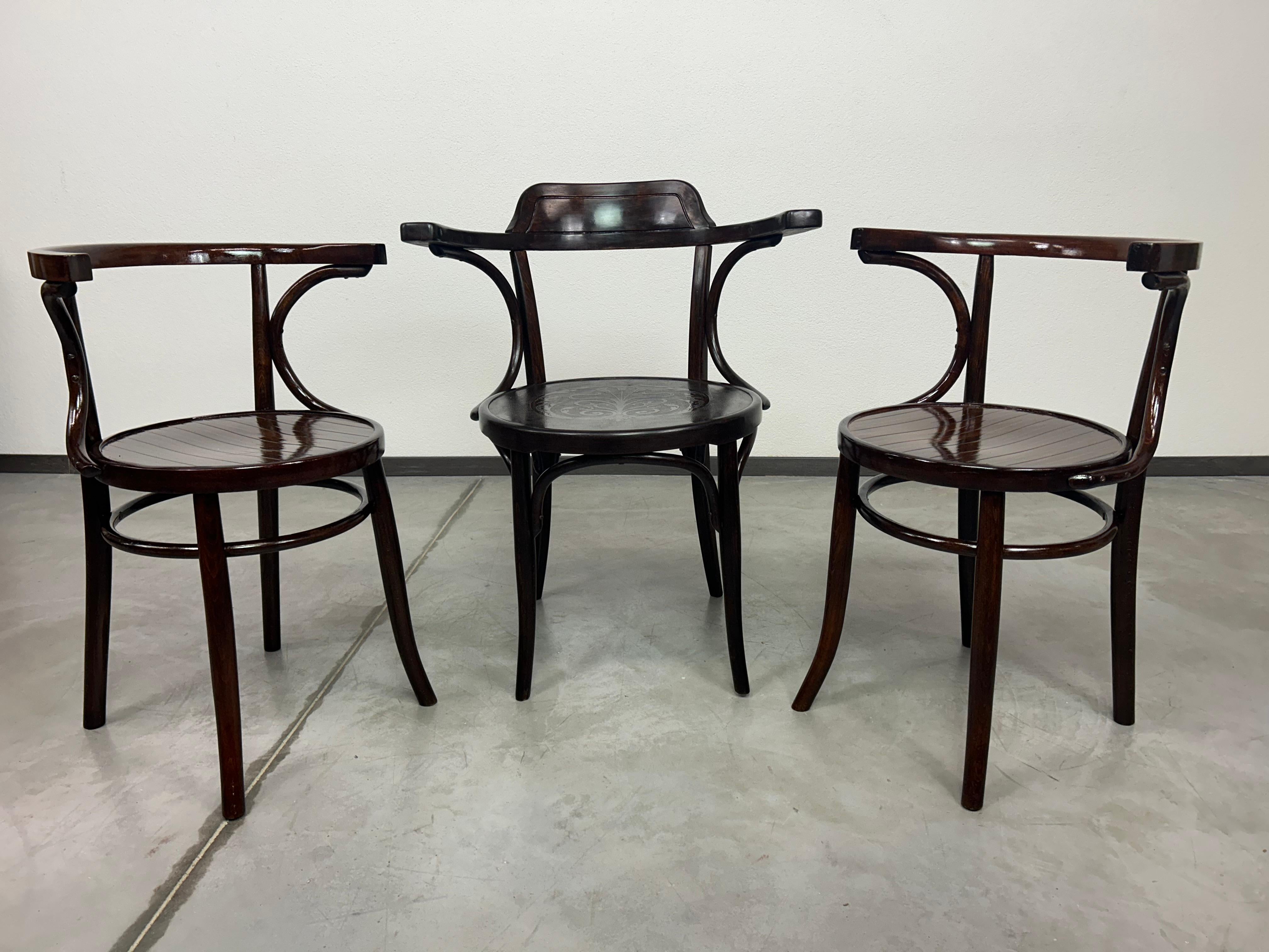 Jugendstil bentwood office chair B47 by J&J Kohn. Professionally stained and repolished.