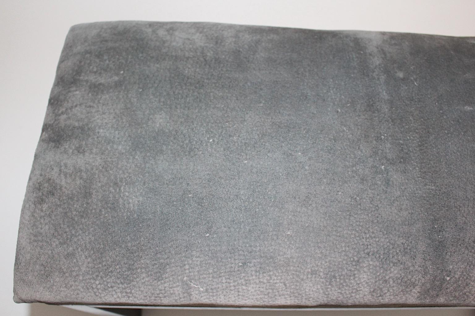 Jugendstil Black Beech Grey Vintage Small Bench Josef Hoffmann circa 1905 Vienna Gamuza en venta
