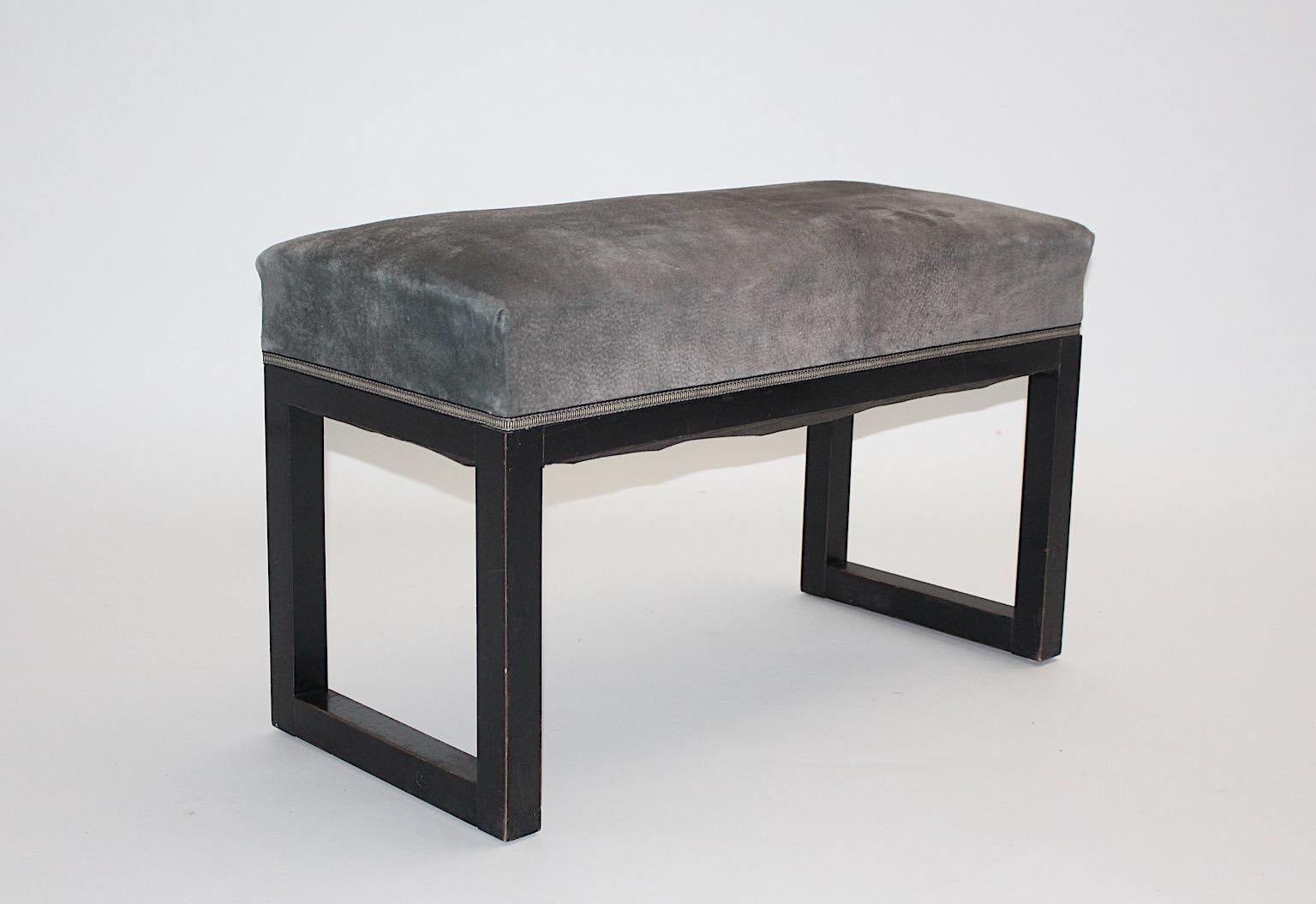 Jugendstil Black Beech Grey Vintage Small Bench Josef Hoffmann circa 1905 Vienna en venta 1