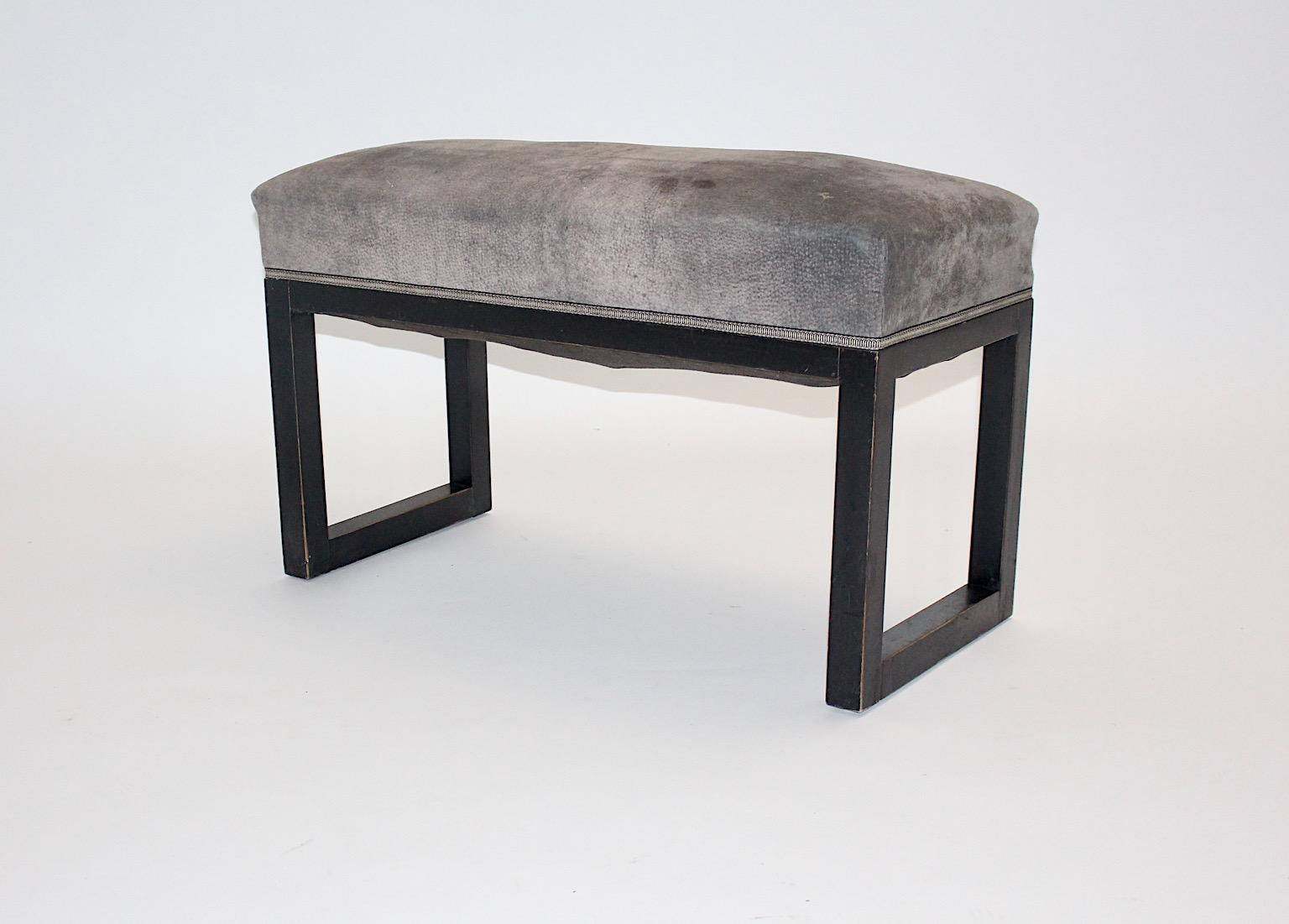 Jugendstil Black Beech Grey Vintage Small Bench Josef Hoffmann circa 1905 Vienna en venta 2