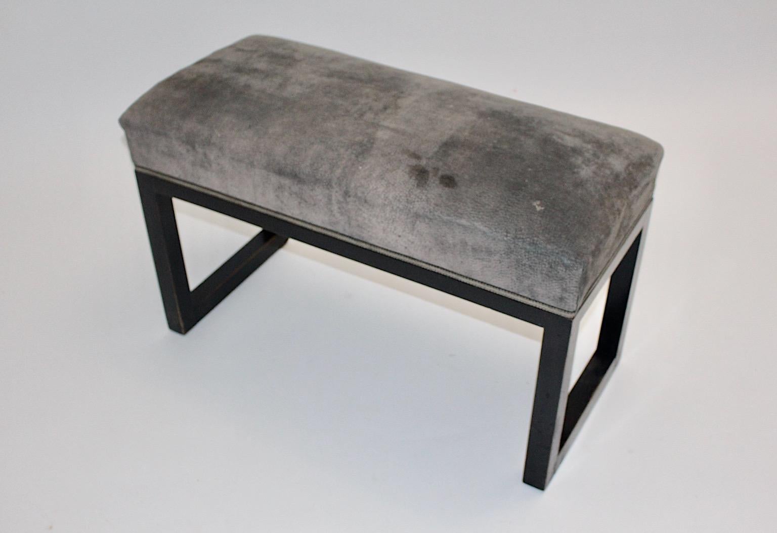 Jugendstil Black Beech Grey Vintage Small Bench Josef Hoffmann circa 1905 Vienna en venta 3
