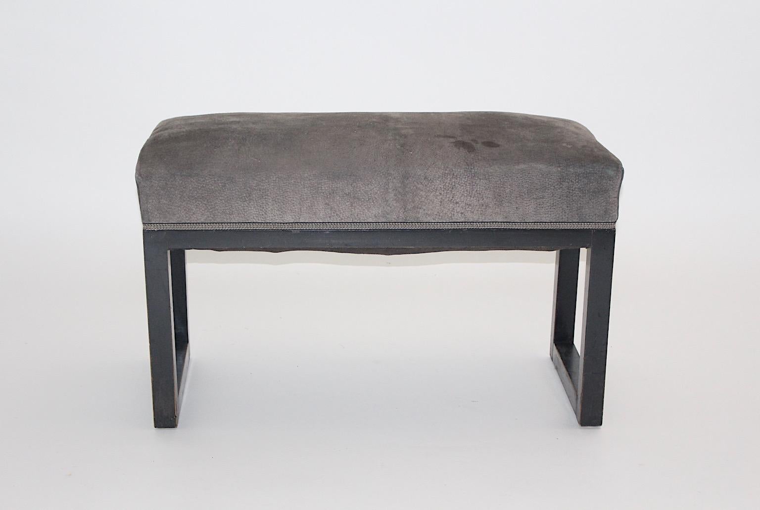 Austrian Jugendstil Black Grey Beech Vintage Bench Josef Hoffmann, circa 1904