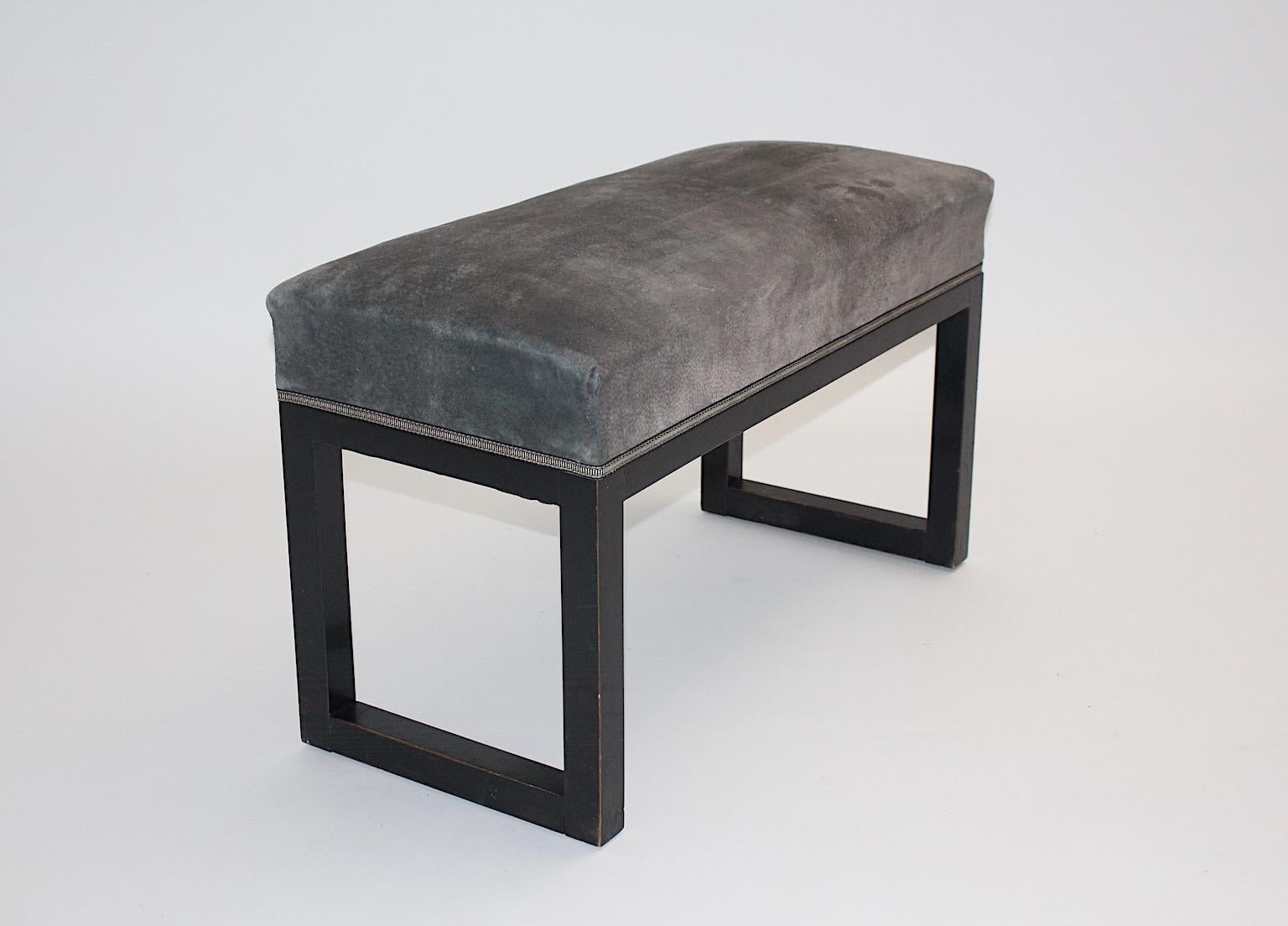 Austrian Jugendstil Black Grey Beech Vintage Bench Josef Hoffmann, circa 1905 For Sale