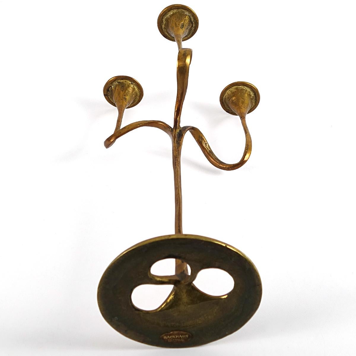Jugendstil Brass Candleholder in Gaudí Style by Bäckhaus Solingen 4