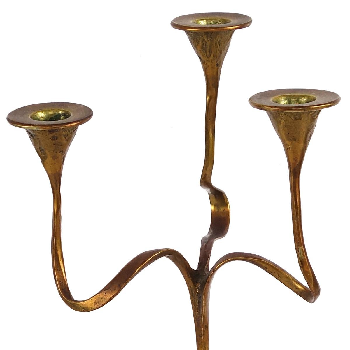 Jugendstil Brass Candleholder in Gaudí Style by Bäckhaus Solingen In Good Condition In Doornspijk, NL