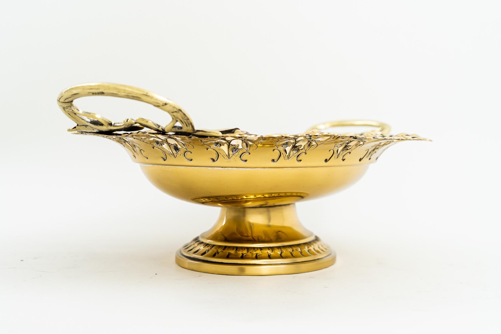 Lacquered Jugendstil Brass Centerpiece, Around 1907s For Sale
