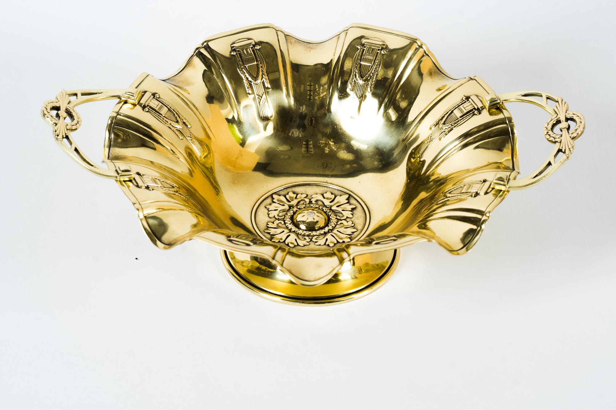 Lacquered Jugendstil Brass Centerpiece, Around 1908s For Sale