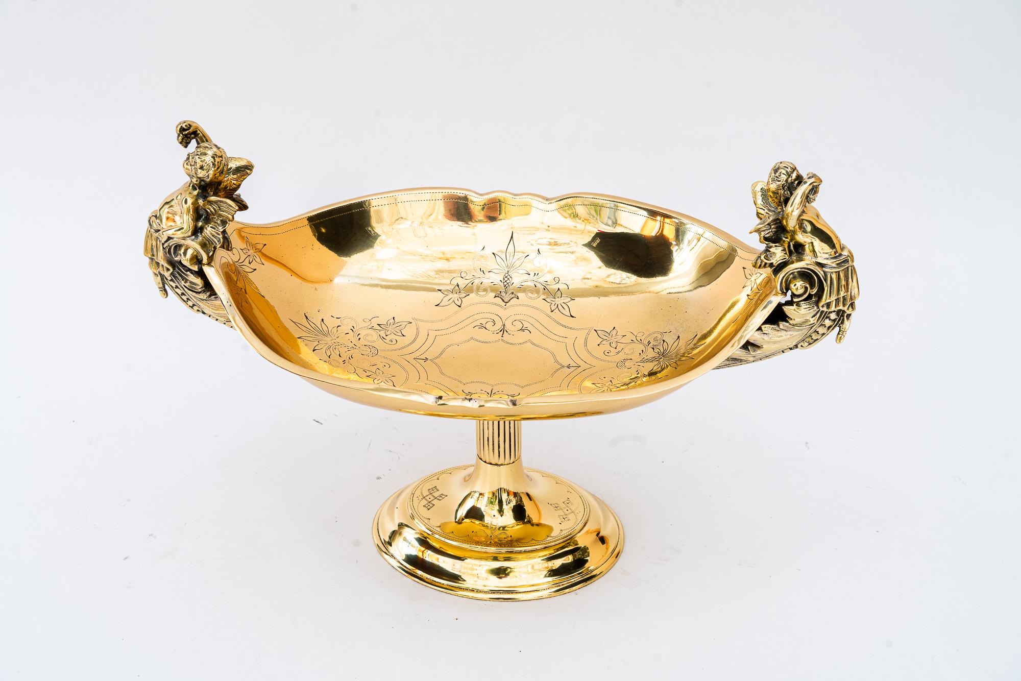 Jugendstil Messing Tafelaufsatz Wien um 1900
Messing poliert und emailliert