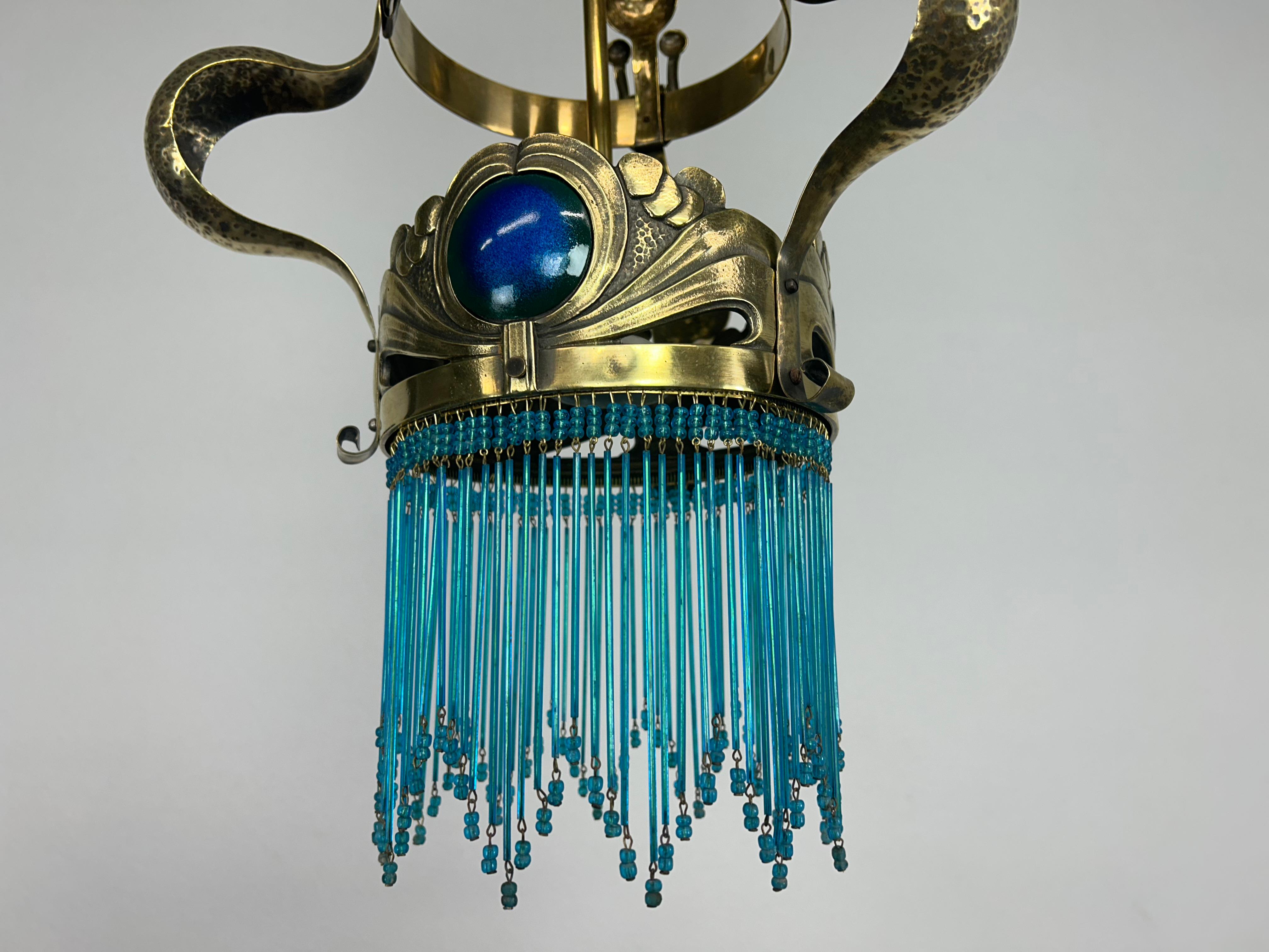 Jugendstil brass chandelier by Koloman Moser For Sale 4