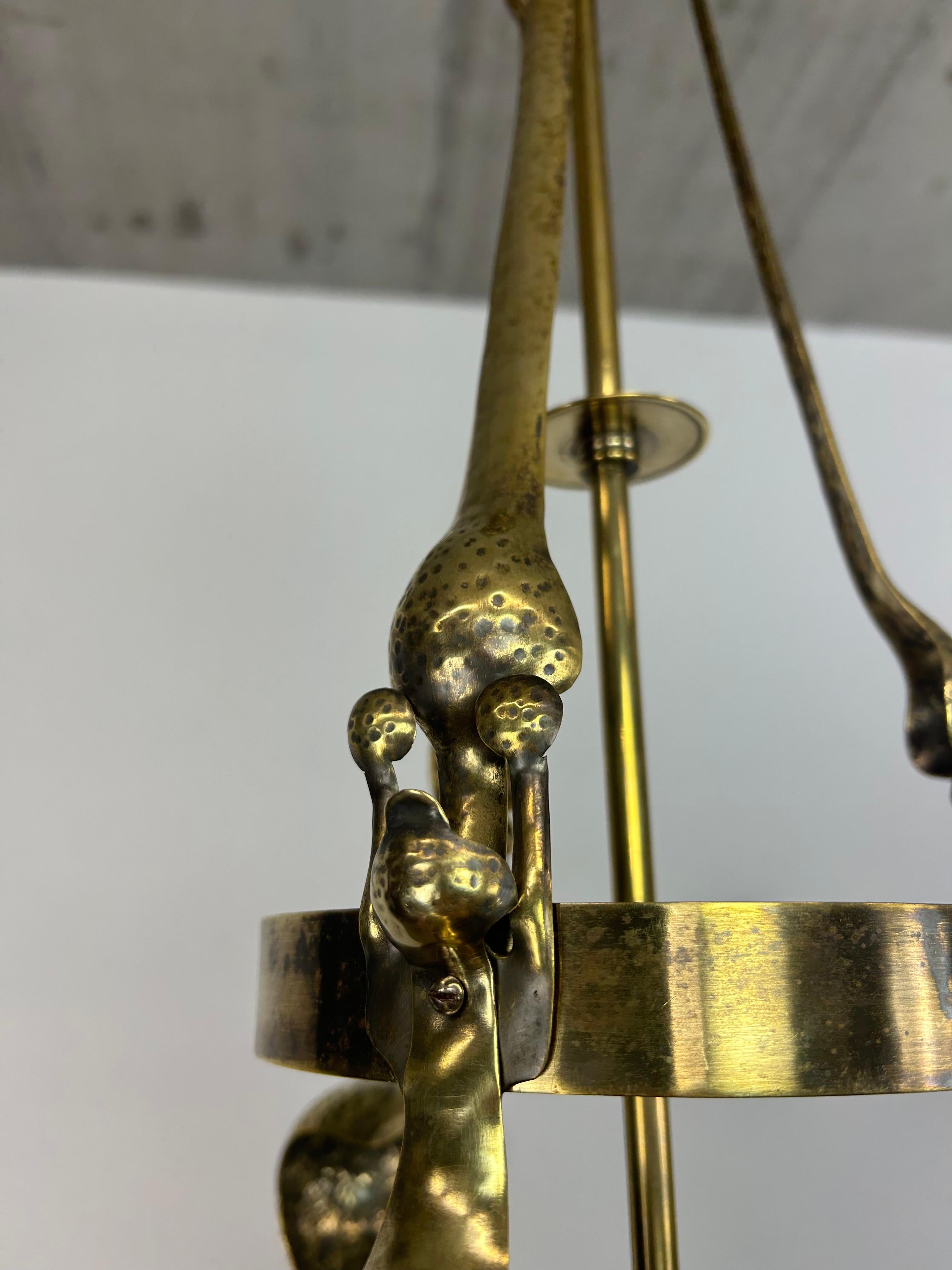 Jugendstil brass chandelier by Koloman Moser For Sale 5