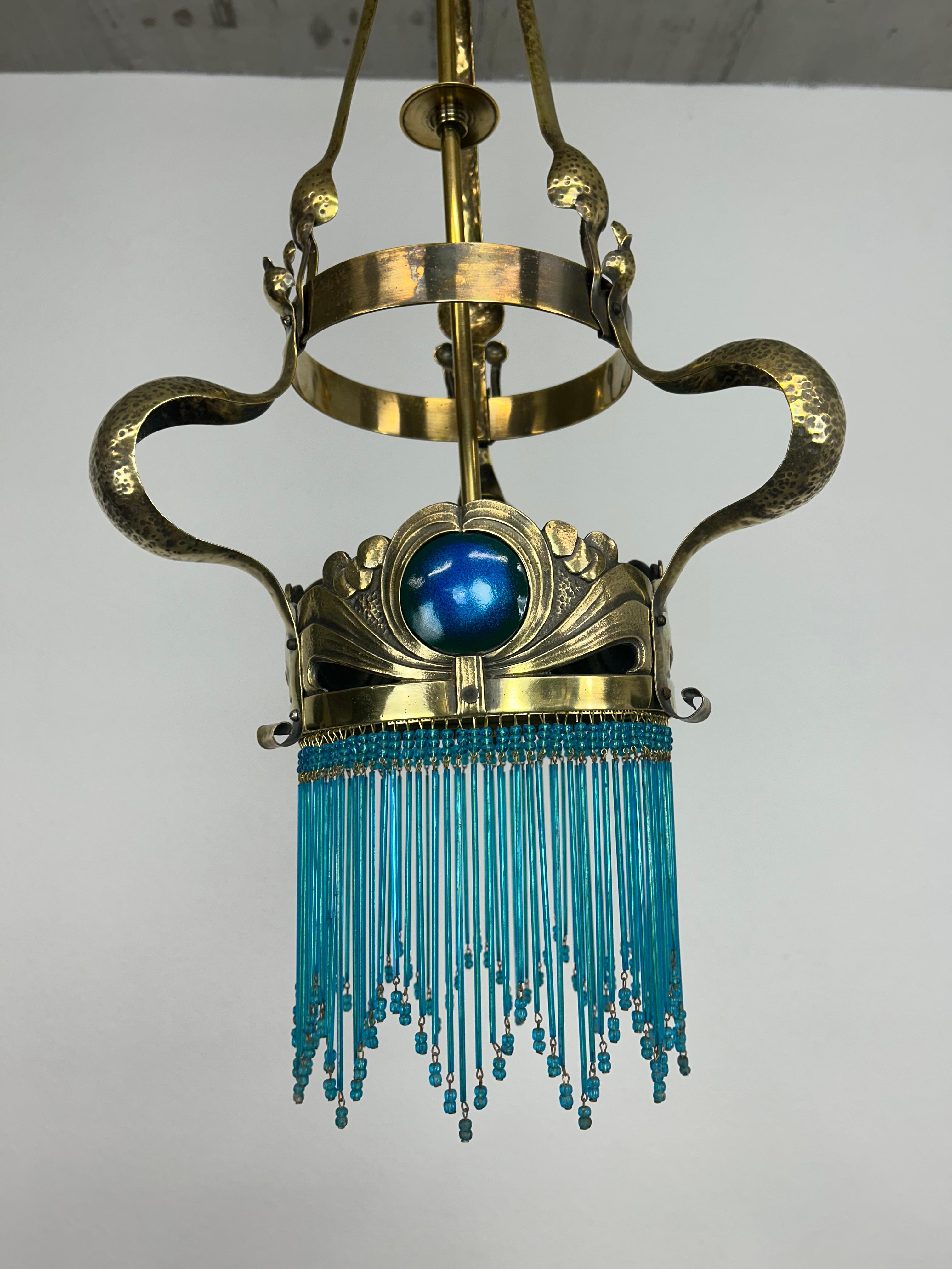 Austrian Jugendstil brass chandelier by Koloman Moser For Sale